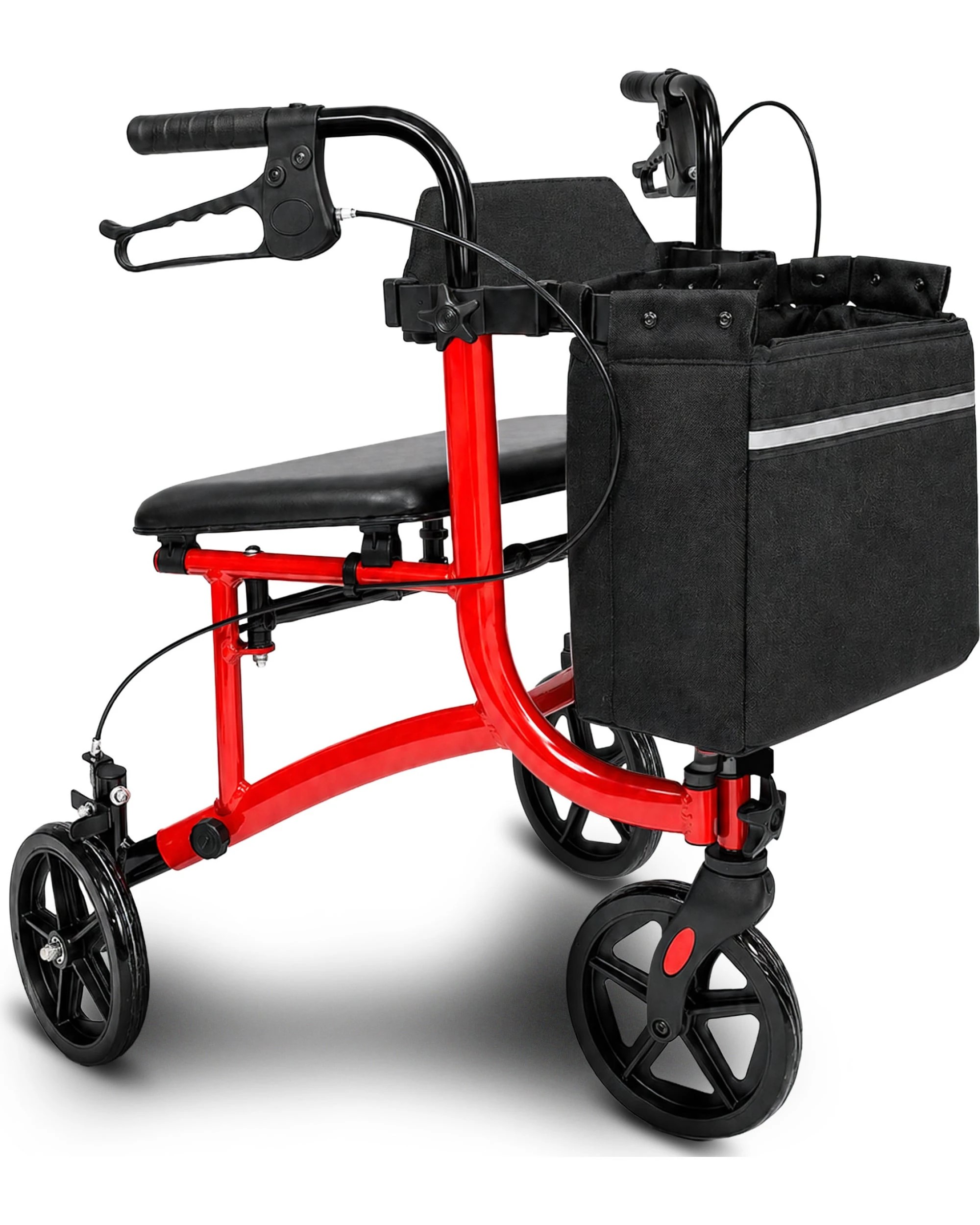 Orthonica 3-Wheel Folding Rollator Walker with Seat Lightweight ...