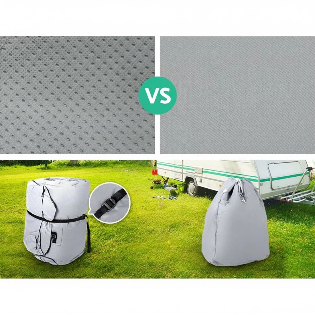 2 Weisshorn 18-20ft Caravan Cover Campervan 4 Layer Heavy Duty UV Carry bag Covers - Grey, 2 of 6