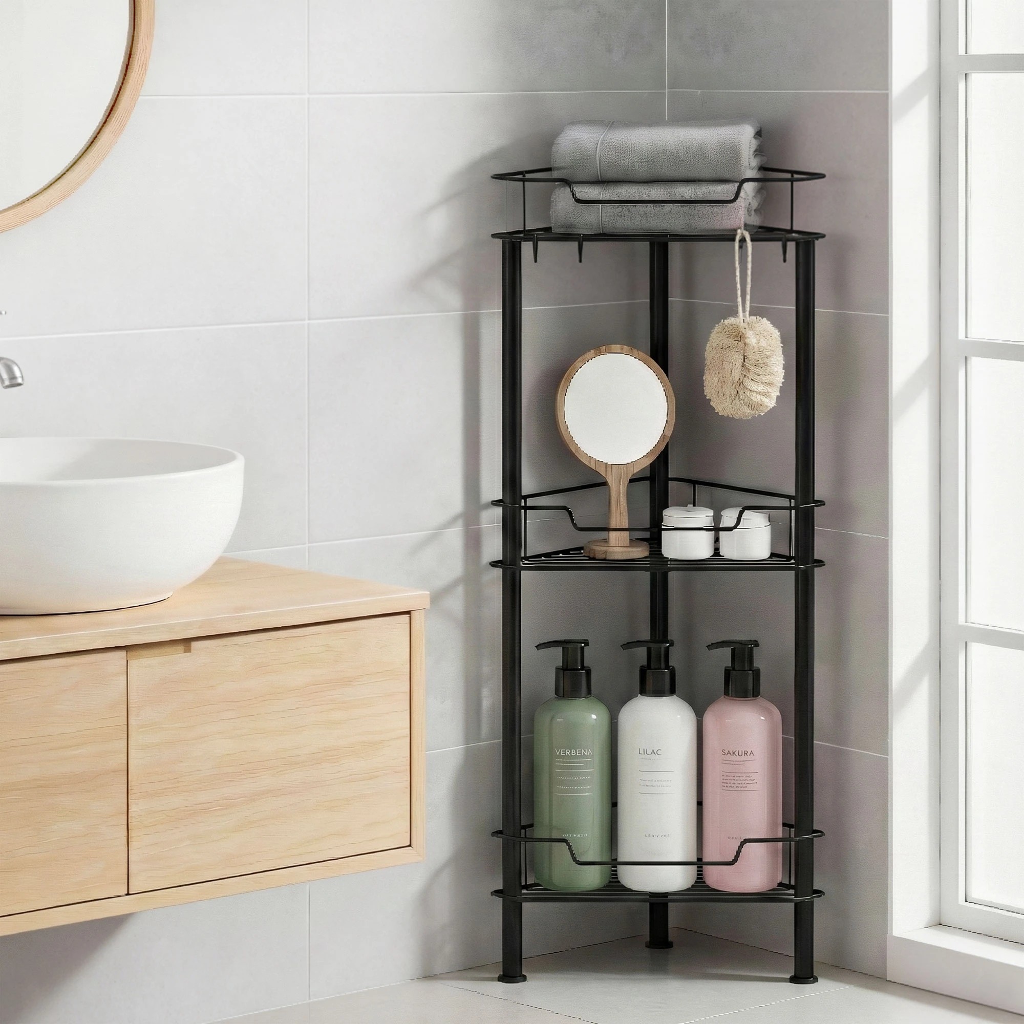 7 Artiss 2x Floor Standing Shower Caddy 4 Tier Rustproof Bathroom Storage - Black, 7 of 10