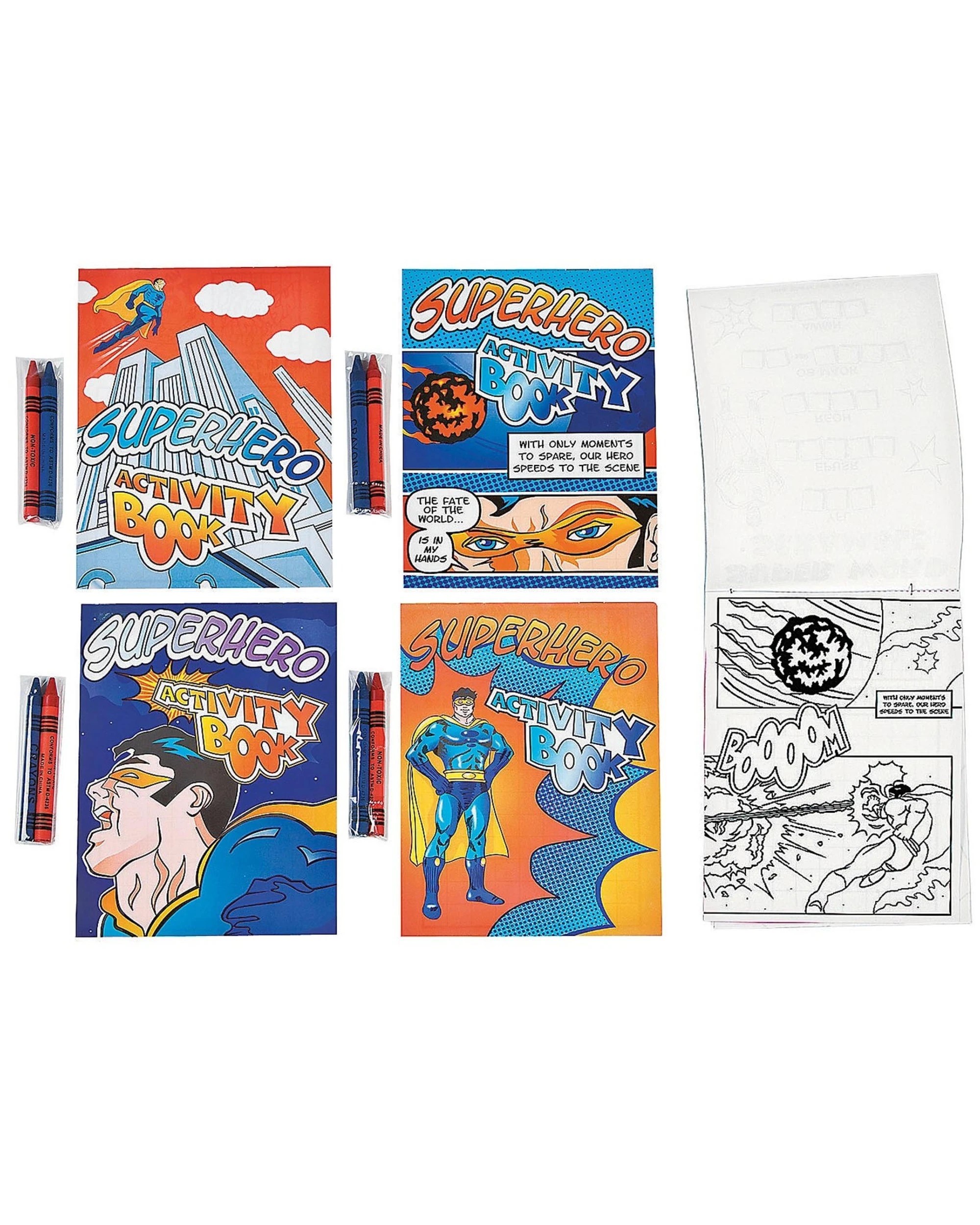 1 Superhero Activity Books with Crayons (Pack of 12), 1 of 1
