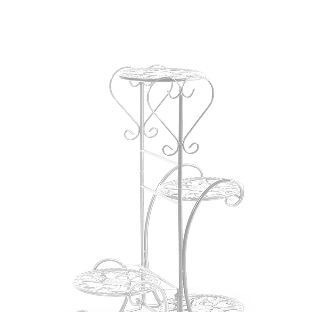 4 Levede Flower Shape Metal Plant Stand with 4 Plant Pot Space - White, 4 of 6