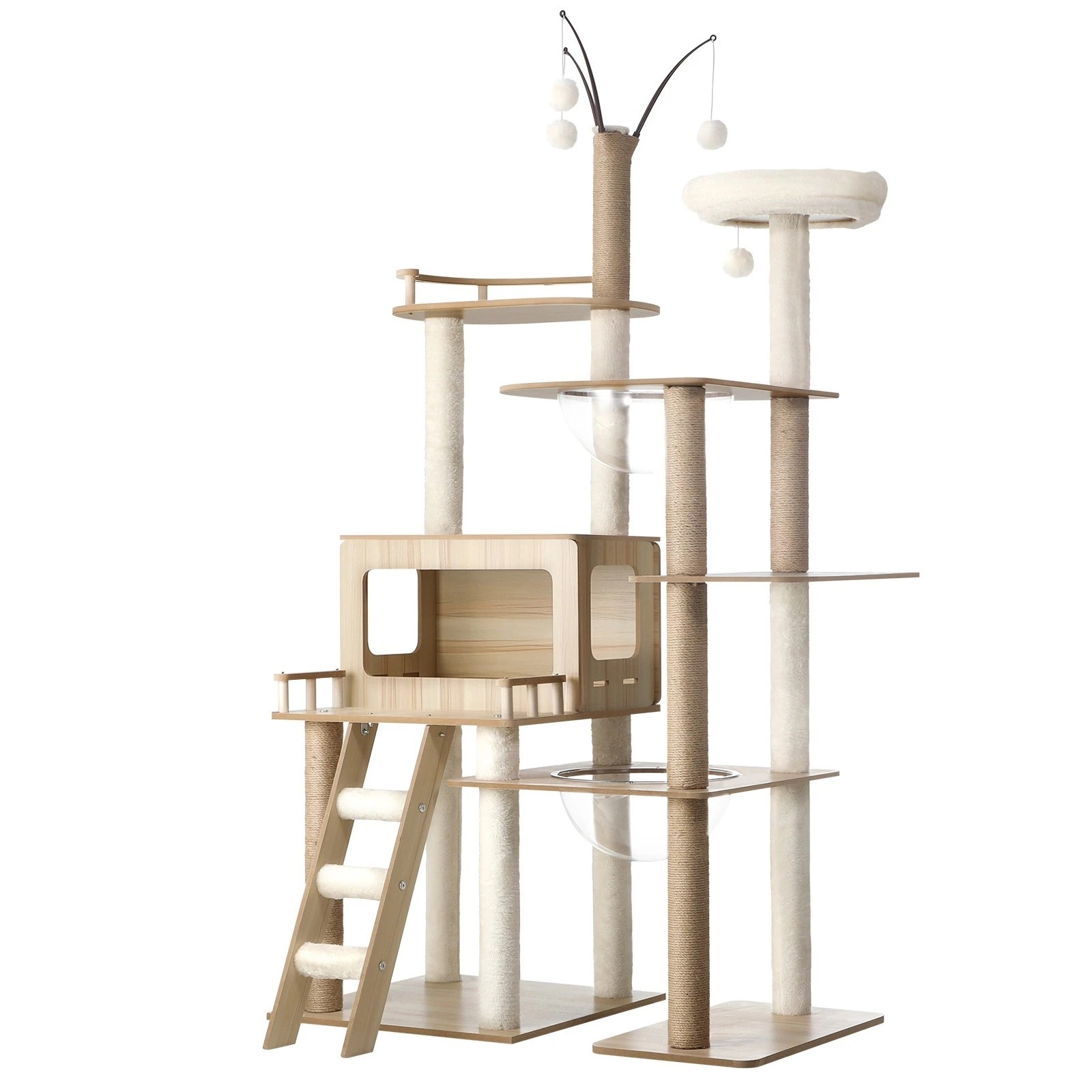 1 Alopet Large Cat Tree Wood Scratcher Scratching Post Tower Condo House Bed 172cm
 - Natural, 1 of 7