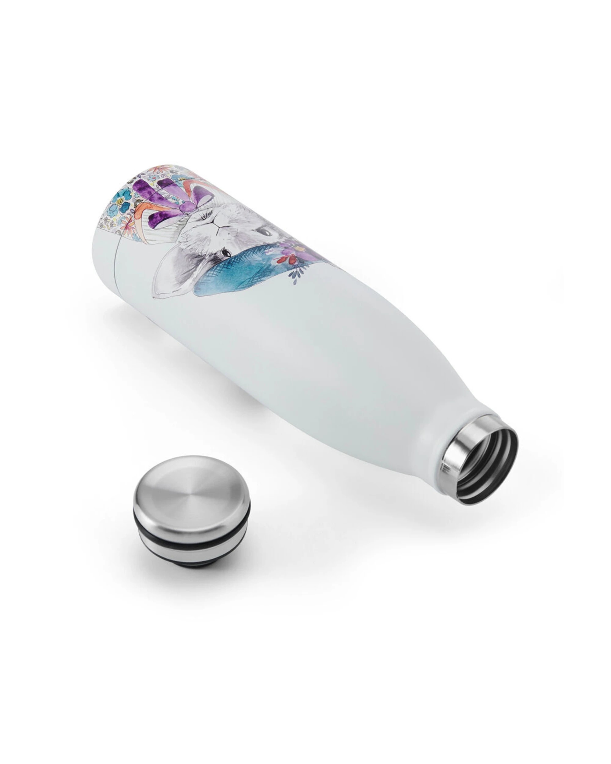 5 Mikasa 2PK Rabbit Themed Sleeved Insulated Water Bottle Vacuum Insulated 500mL - White, 5 of 5