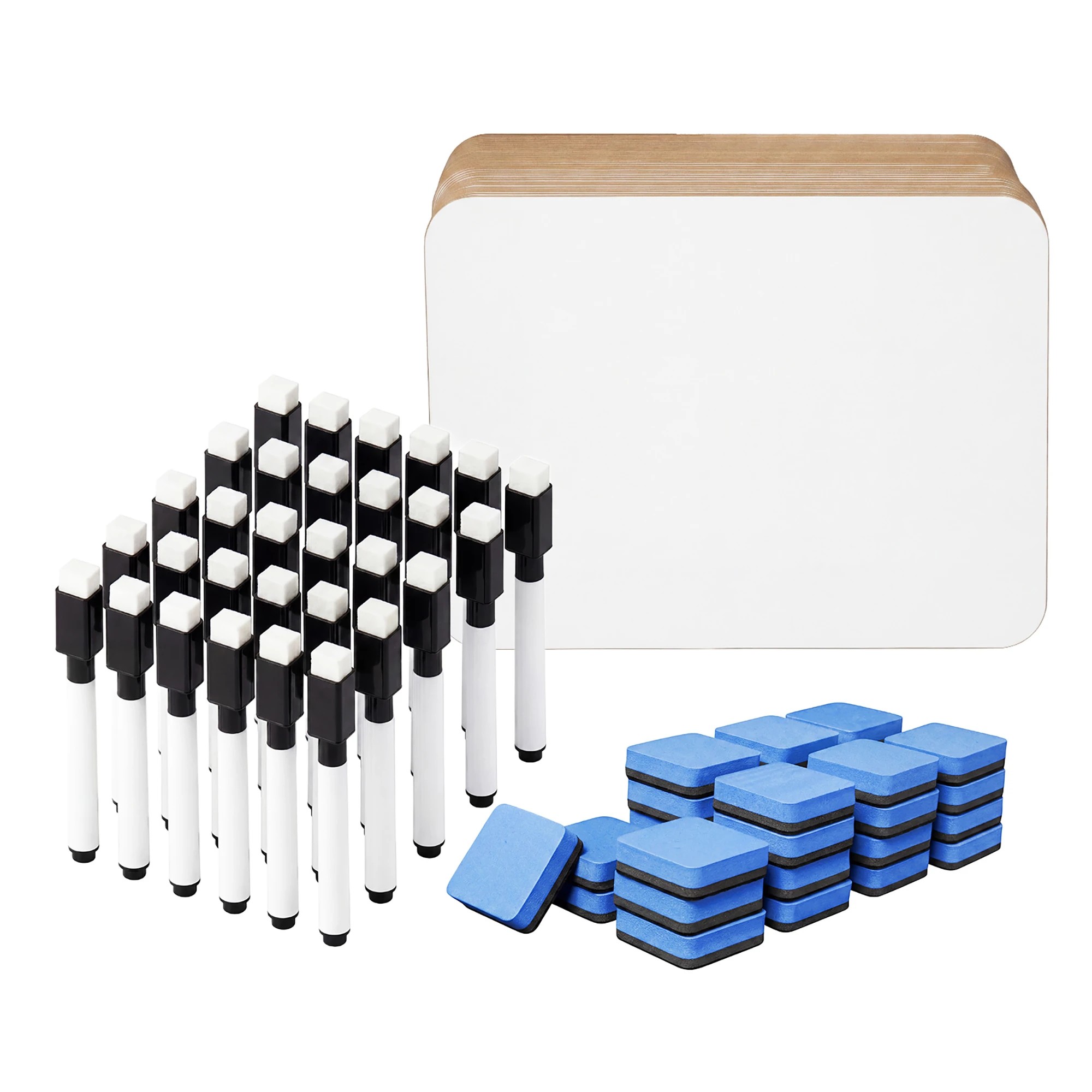 levede-mini-whiteboard-30-pack-2-sided-with-pens-erasers-classroom