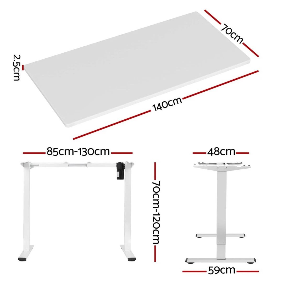 2 Artiss Standing Desk Motorised Sit Stand Desks White 140CM - White, 2 of 7