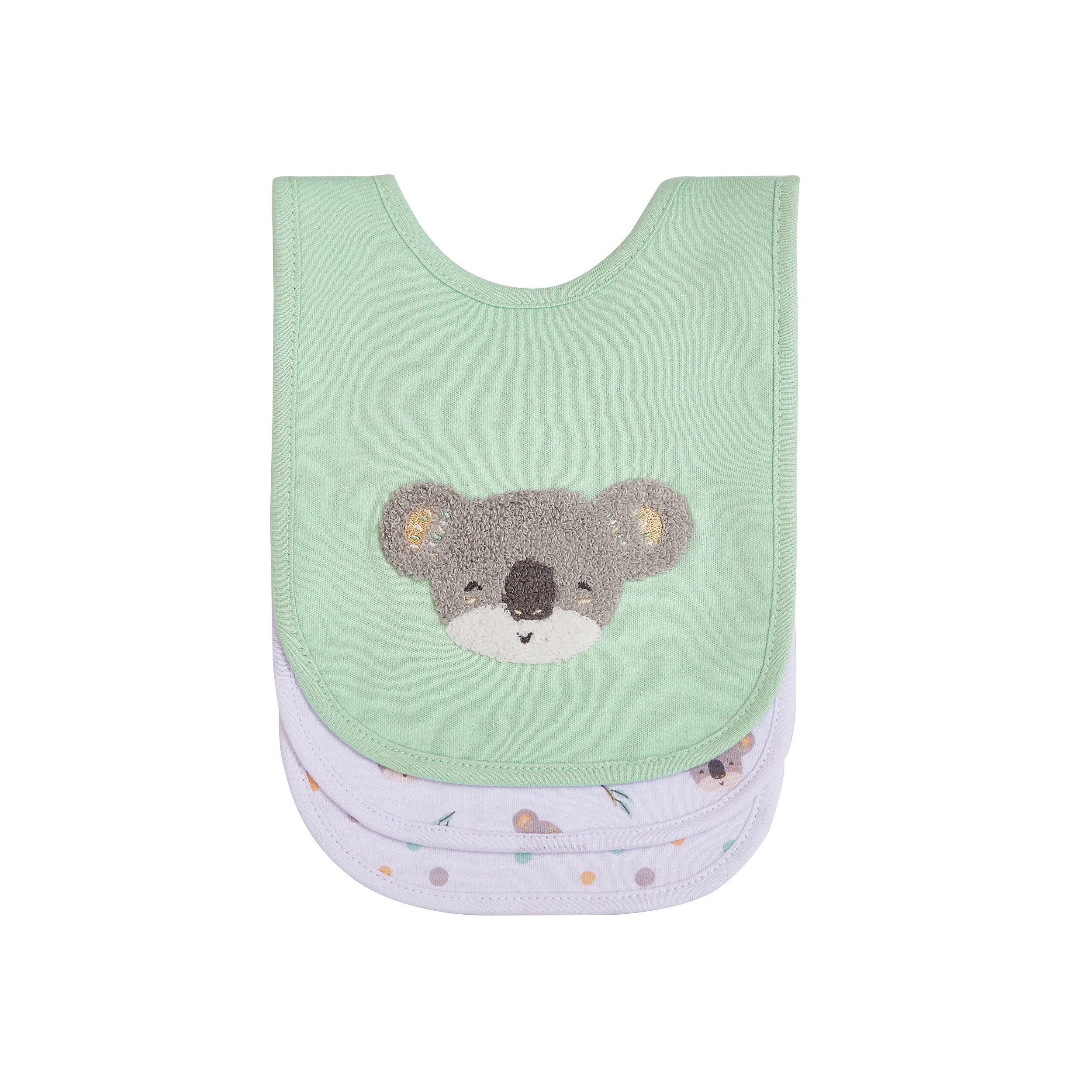 3 Big Softies 3 Pack Boucle Bibs, Koala, 3 of 5