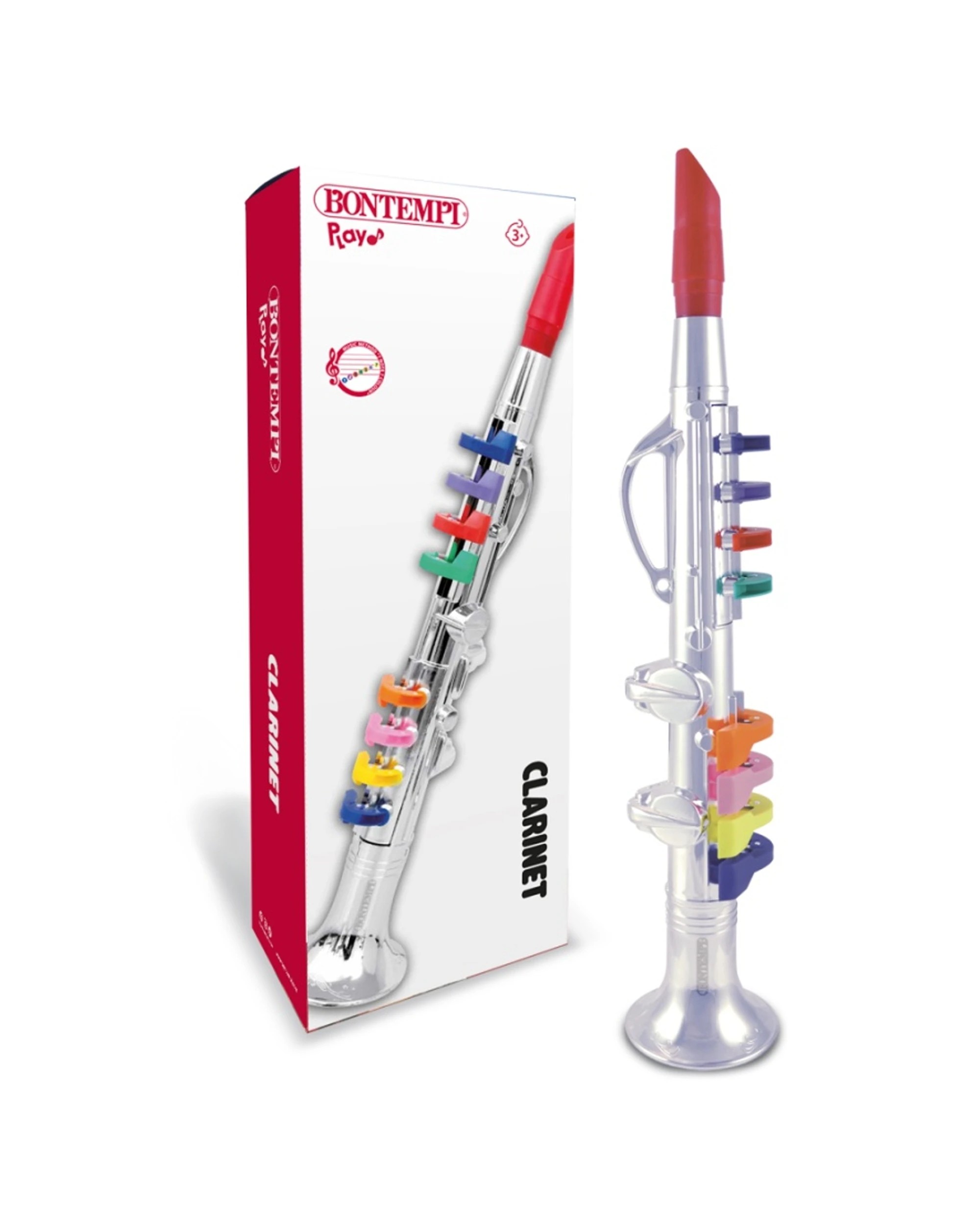 2 Bontempi Clarinet With 8 Coloured Keys Musical Instrument 42cm - Silver, 2 of 3