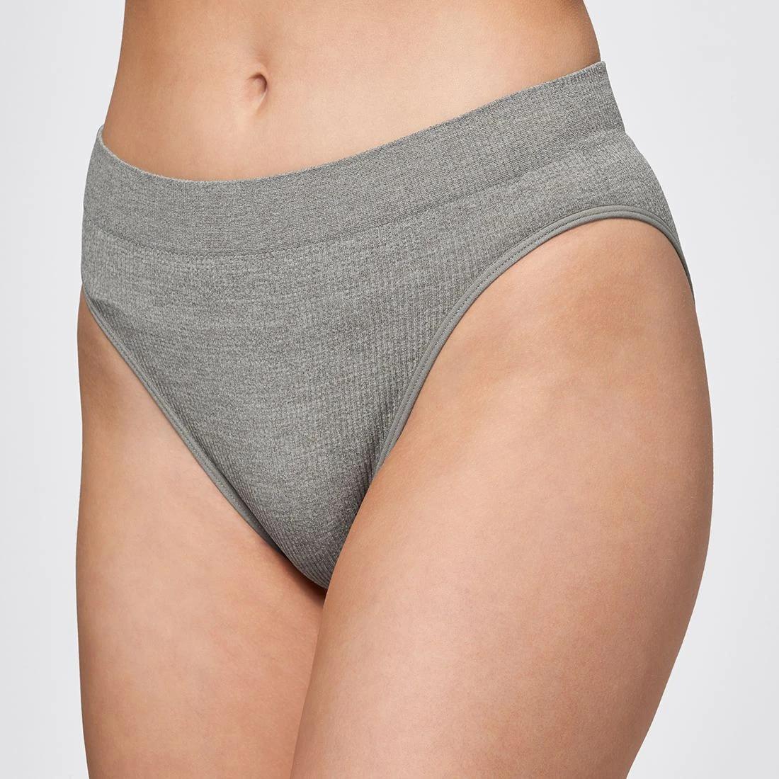 2 Ribbed Seamfree High Waisted Bikini Briefs - Lily Loves GREY MARLE, 2 of 3