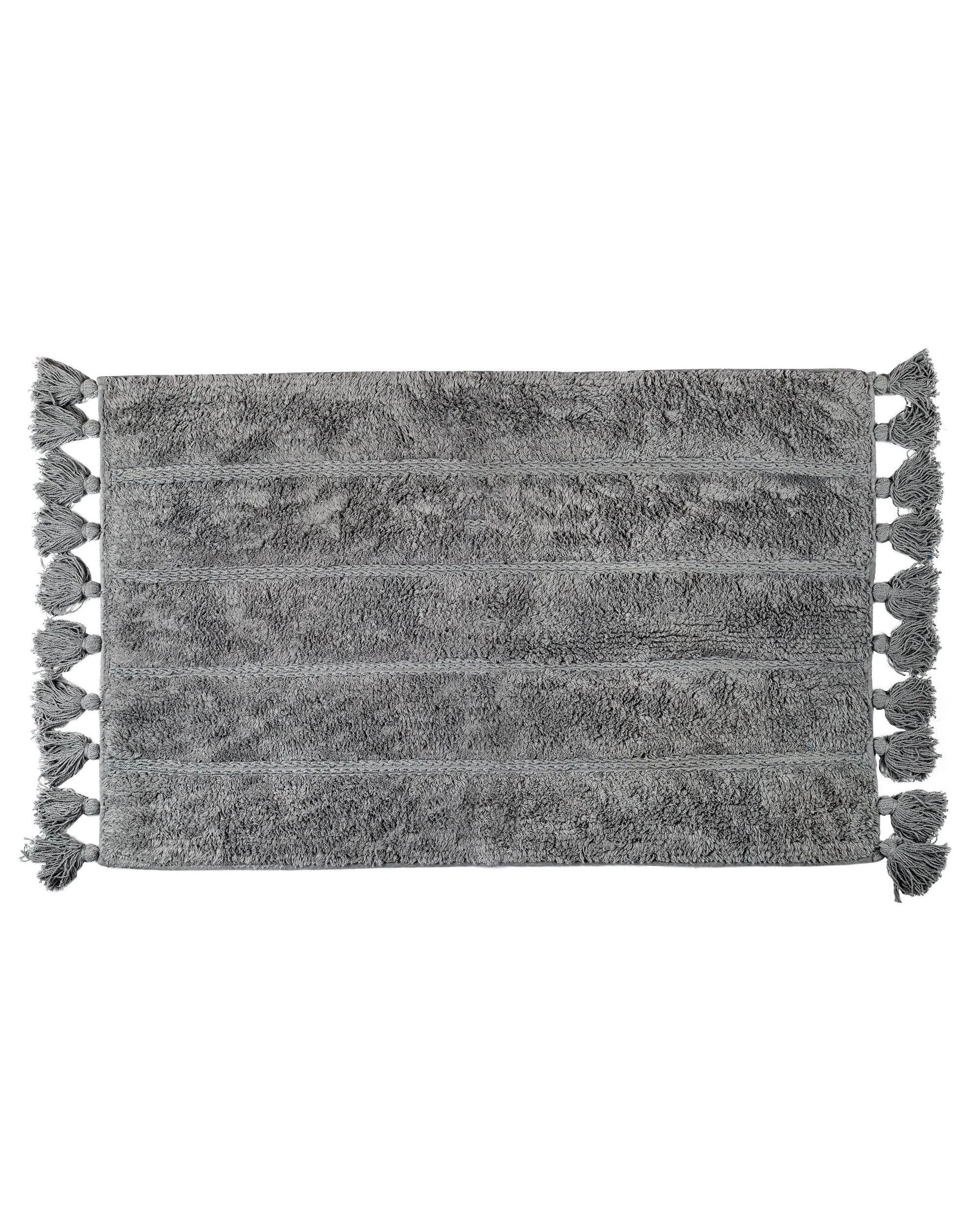 1 La Grace Home Cotton Fringe Tufted Non Slip Bathmat Charcoal Grey - 80x50cm - Grey, 1 of 1
