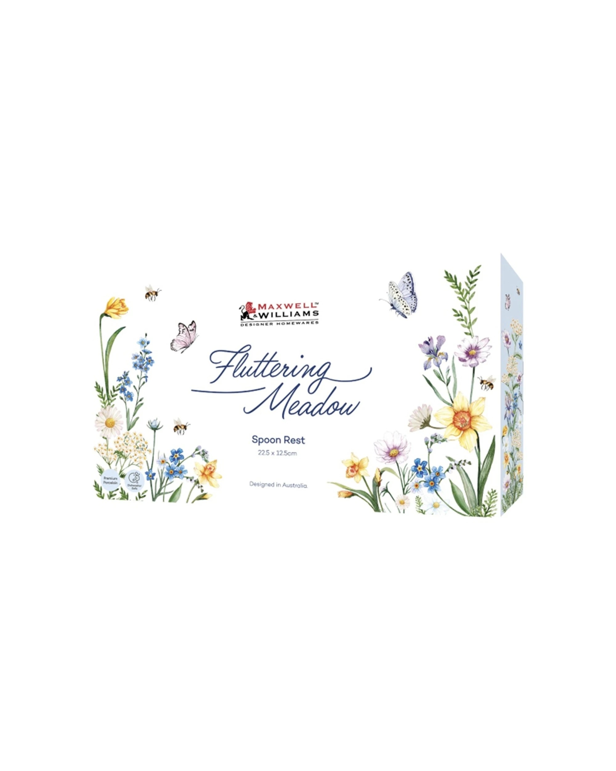 4 Maxwell & Williams 4PK Porcelain Spoon Rest Holder Botanical Fluttering Meadow - Multi, 4 of 5