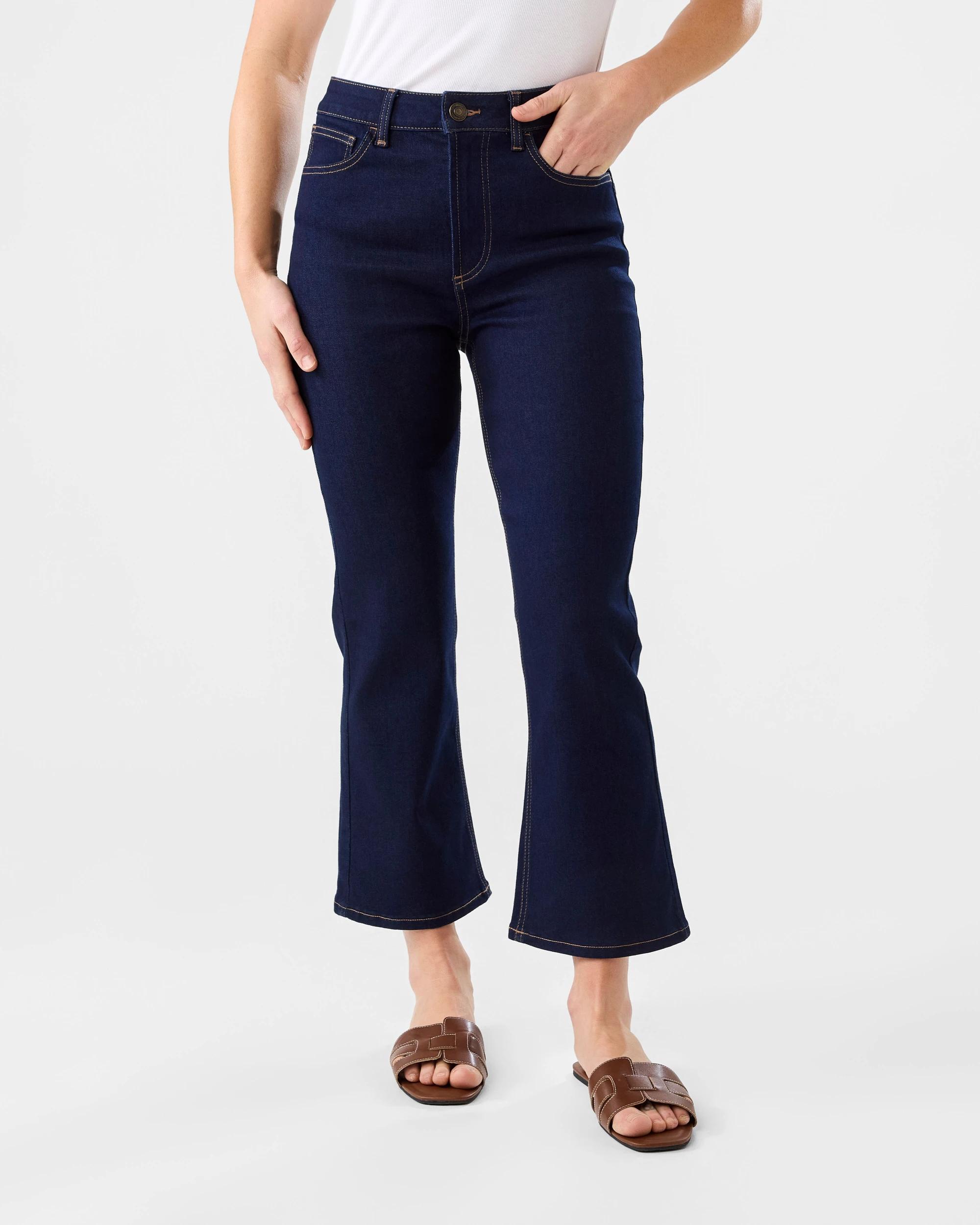 1 Cropped Kick Flare Jeans Indigo Wsh, 1 of 7