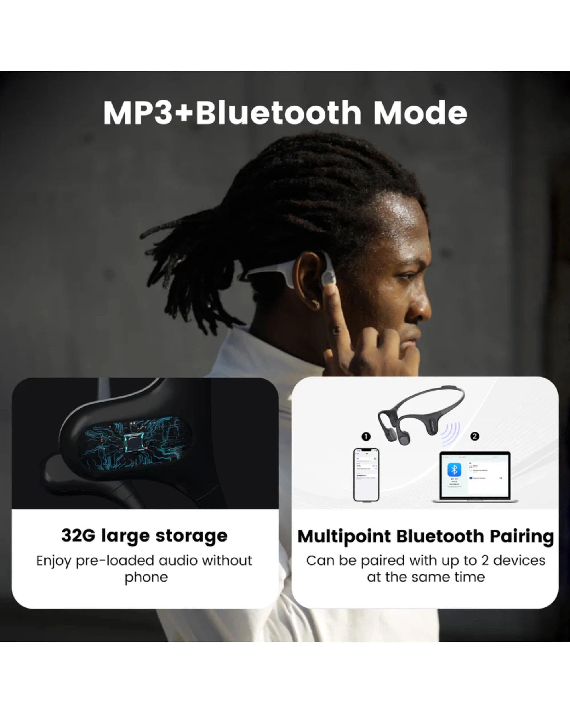 3 Mojawa Run Plus Bone Conduction Waterproof Sports Headphones - Pink, 3 of 5