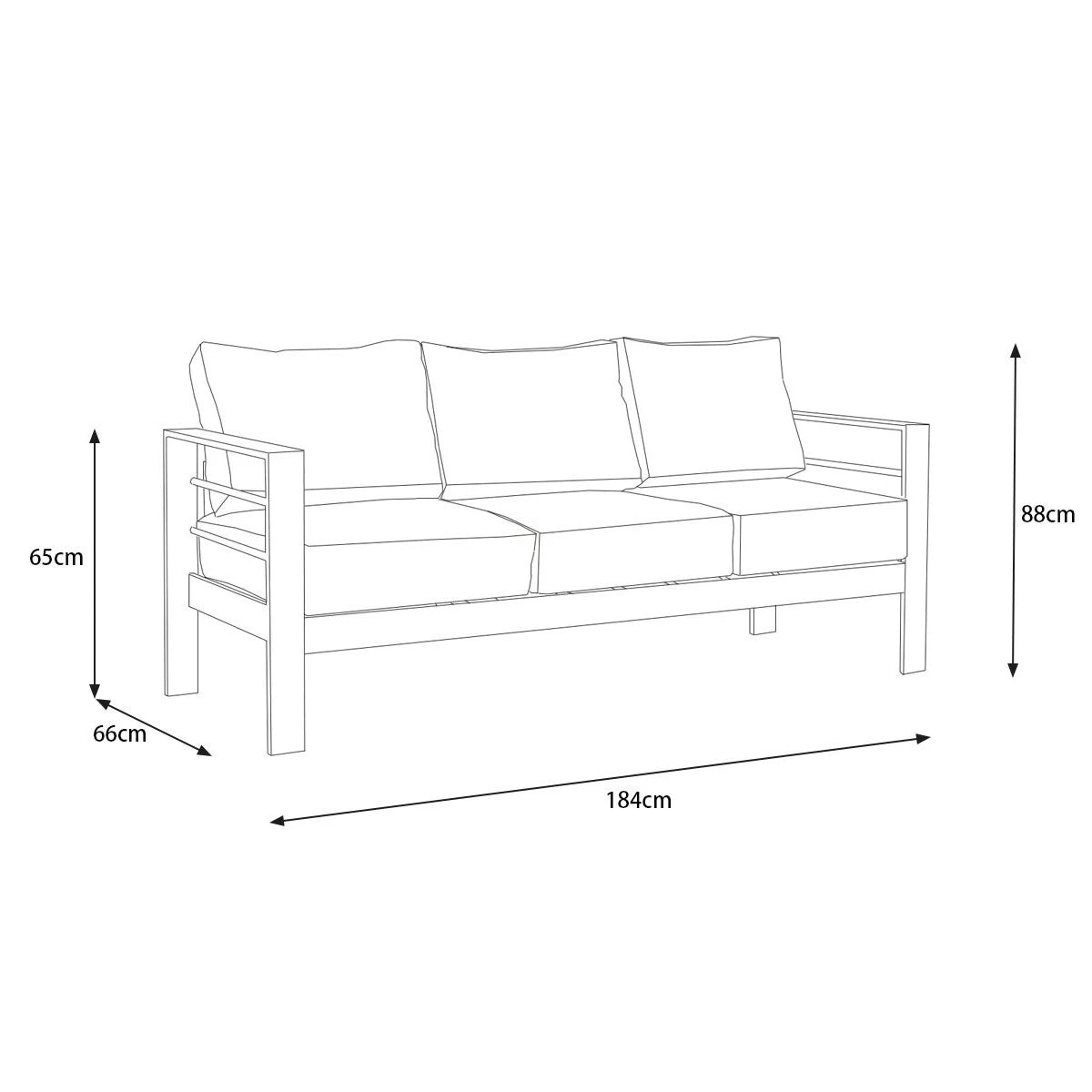 2 Moda Living Paris 3 Seater White Aluminium Outdoor Sofa Lounge with Arms - Light Grey Cushion - White, 2 of 5