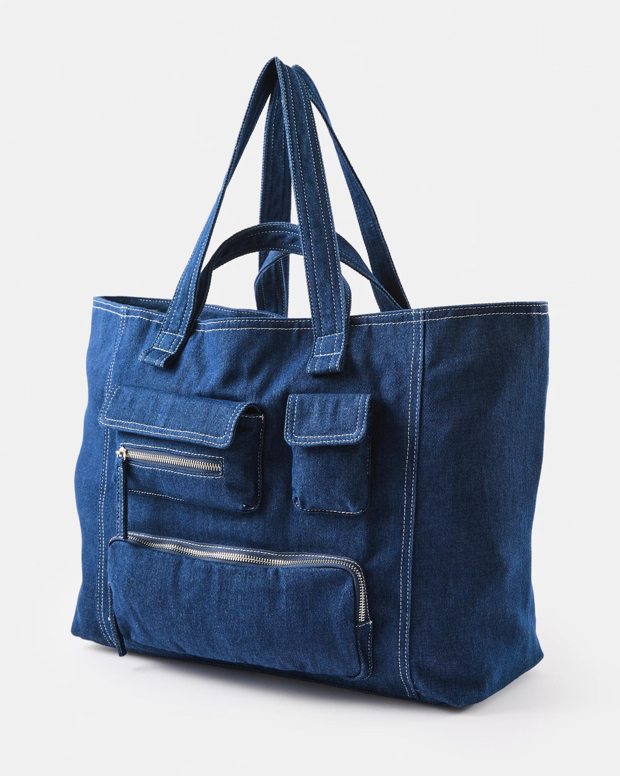 2 Casual Pocket Tote Bag Blue, 2 of 7