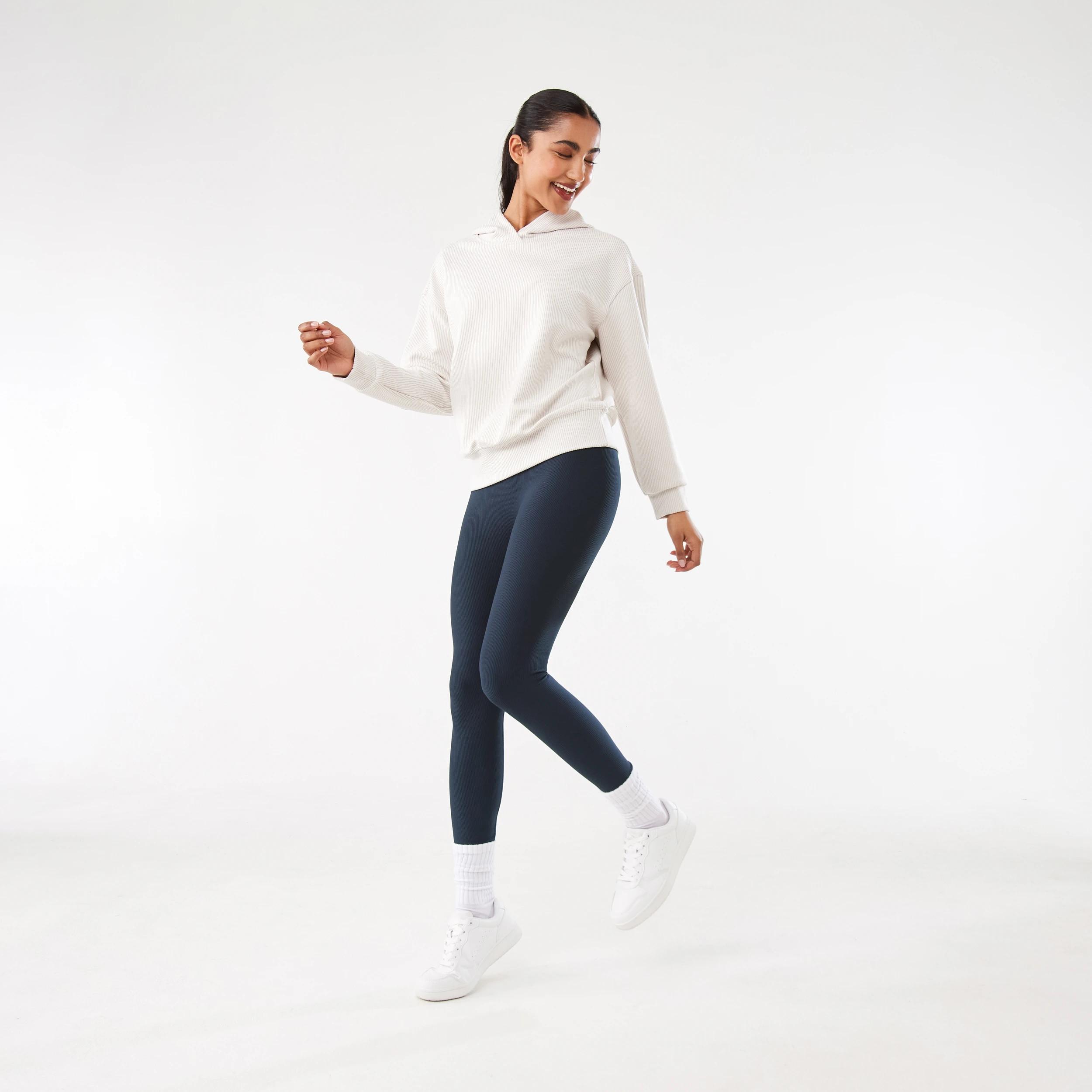 3 Active Womens Ribbed Scuba Hoodie PEAK GREY, 3 of 6