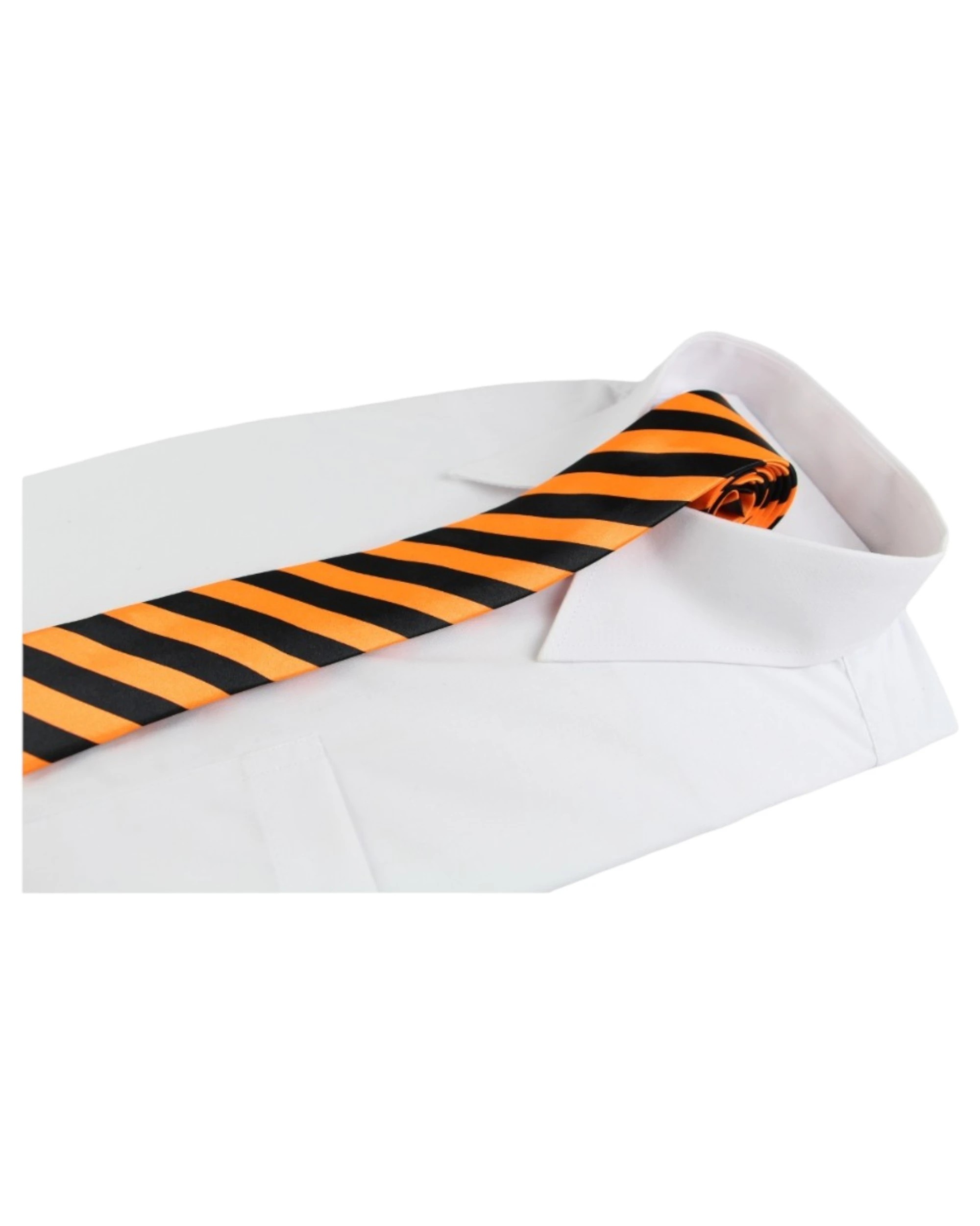 1 Zasel Mens Neon Orange & Black Thick Richmond Striped 5cm Skinny Neck Tie - Multi, 1 of 1