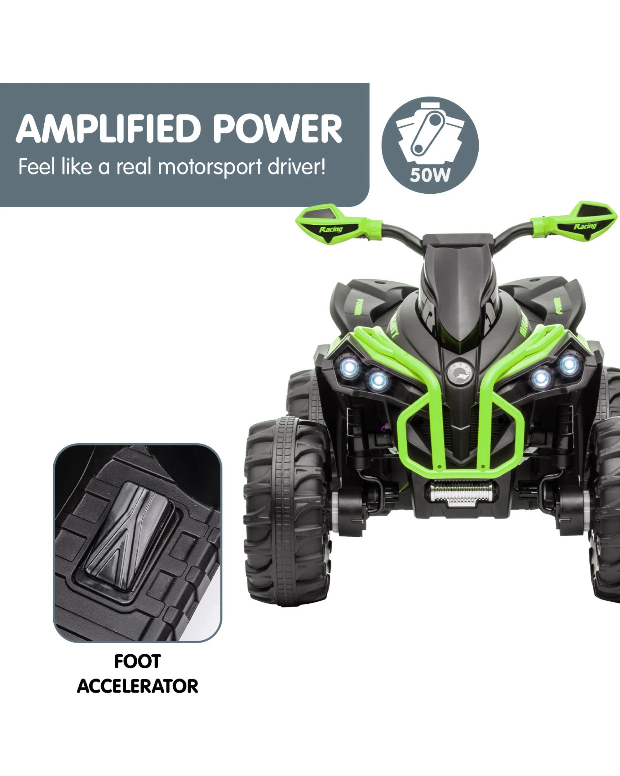 6 Kahuna Gts99 Kids Toy Electric Ride On Quad Bike Toy Atv 50w - Green, 6 of 10