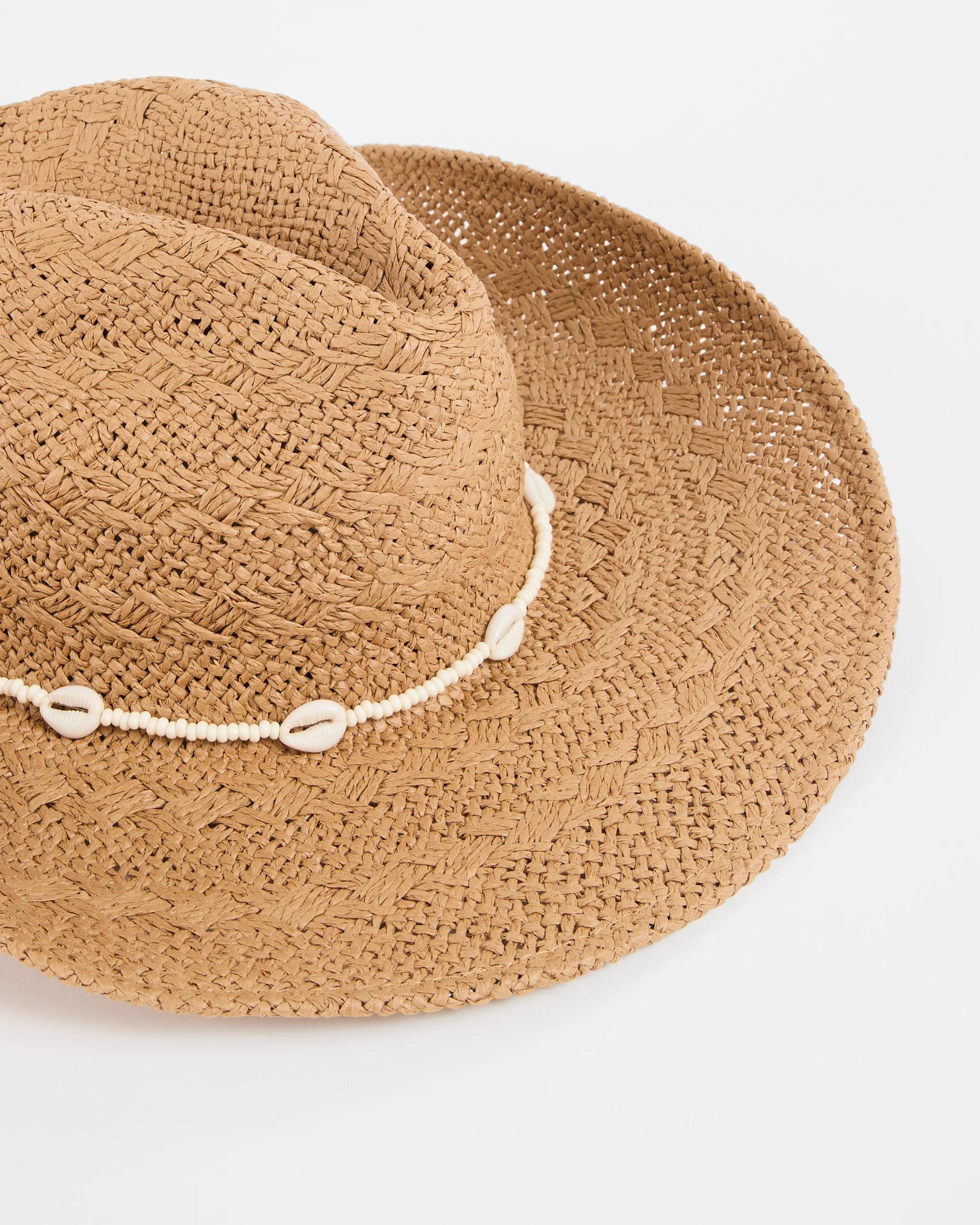 2 Target Woman Paper Straw Bead Trim Cowboy Hat DARK NATURAL, 2 of 2