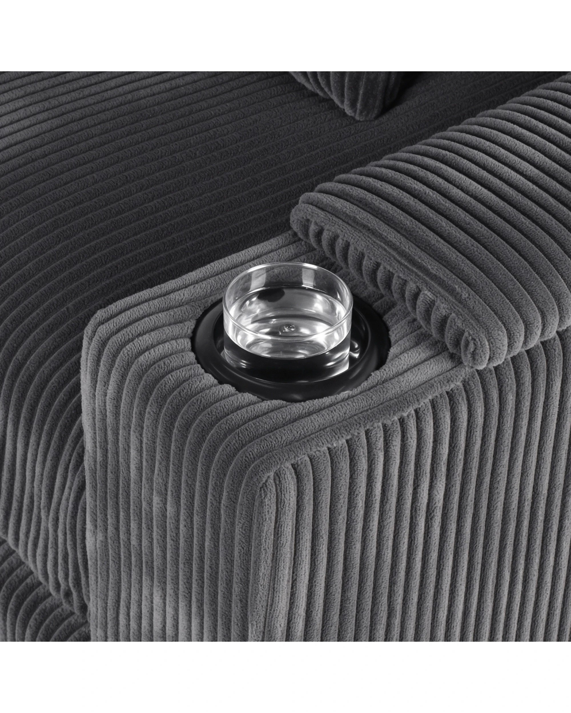 2 Advwin Sofa 256cm Corduroy Modular Couch with Storage Armrests and  Cup Holder - Grey, 2 of 10