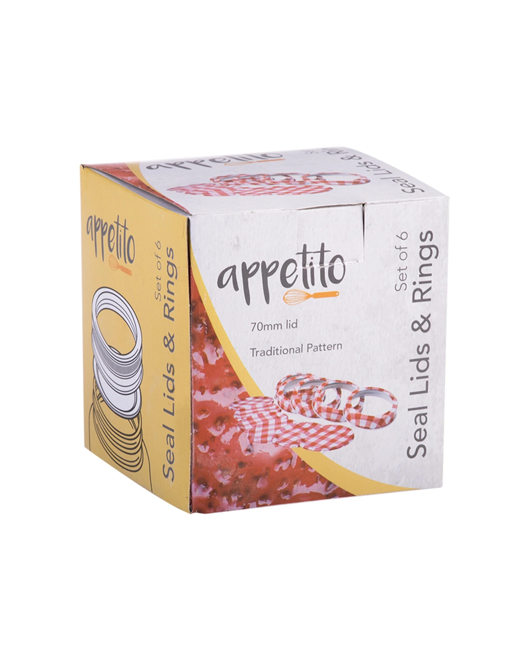 2 Appetito 6pc Home Kitchen Food Preserving Lids And Rings - Pattern, 2 of 3