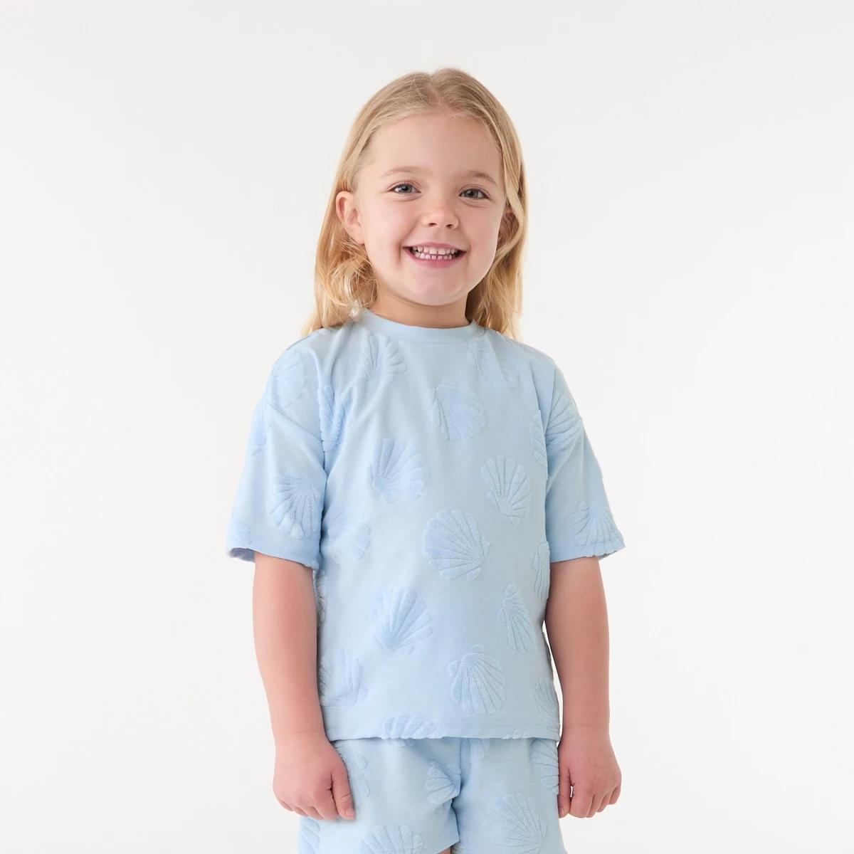 1 Short Sleeve Texture T-shirt Blu Shell, 1 of 6