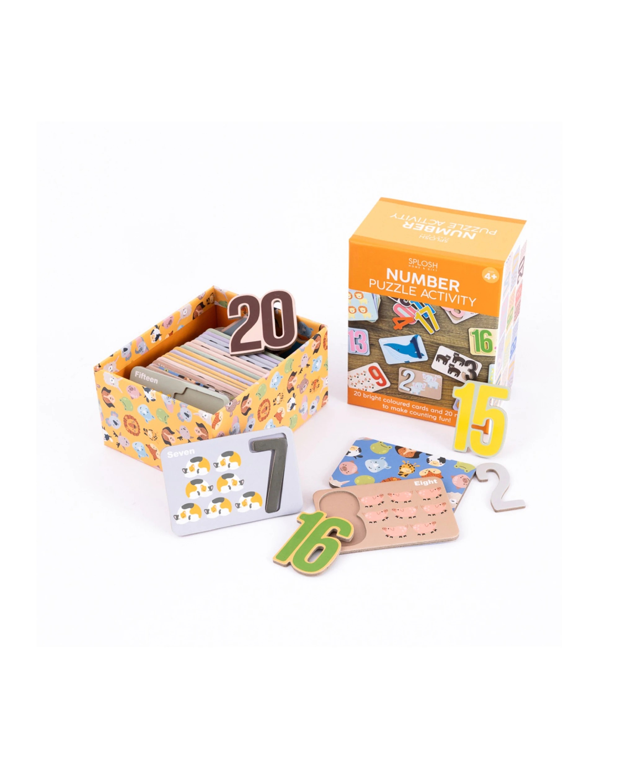 4 Splosh 20pc Kids By Splosh Number Puzzle Activity Learning Cards Game - Orange, 4 of 6