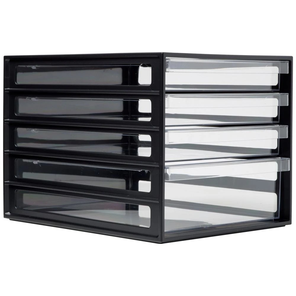 1 J.Burrows Desktop File Organiser 4 Drawer Black, 1 of 4