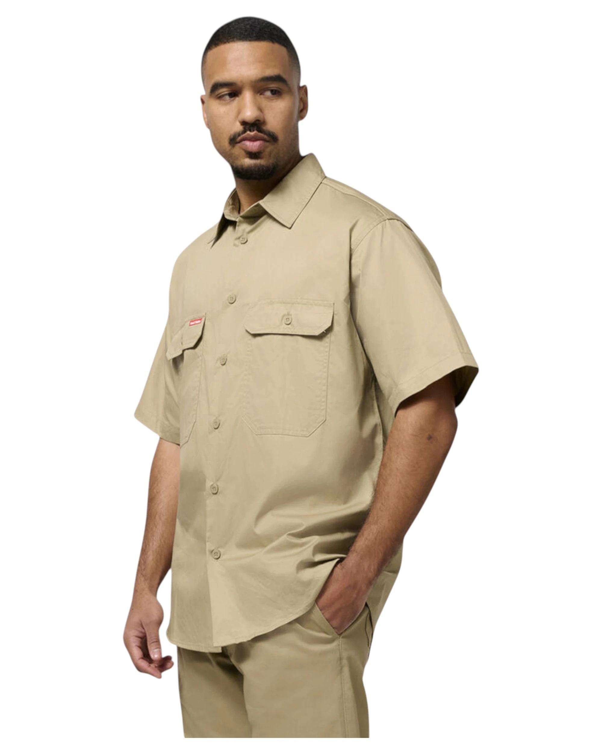 6 Hard Yakka Mens Short Sleeve Lightweight Drill Ventilated Shirt Khaki KHAKI, 6 of 6