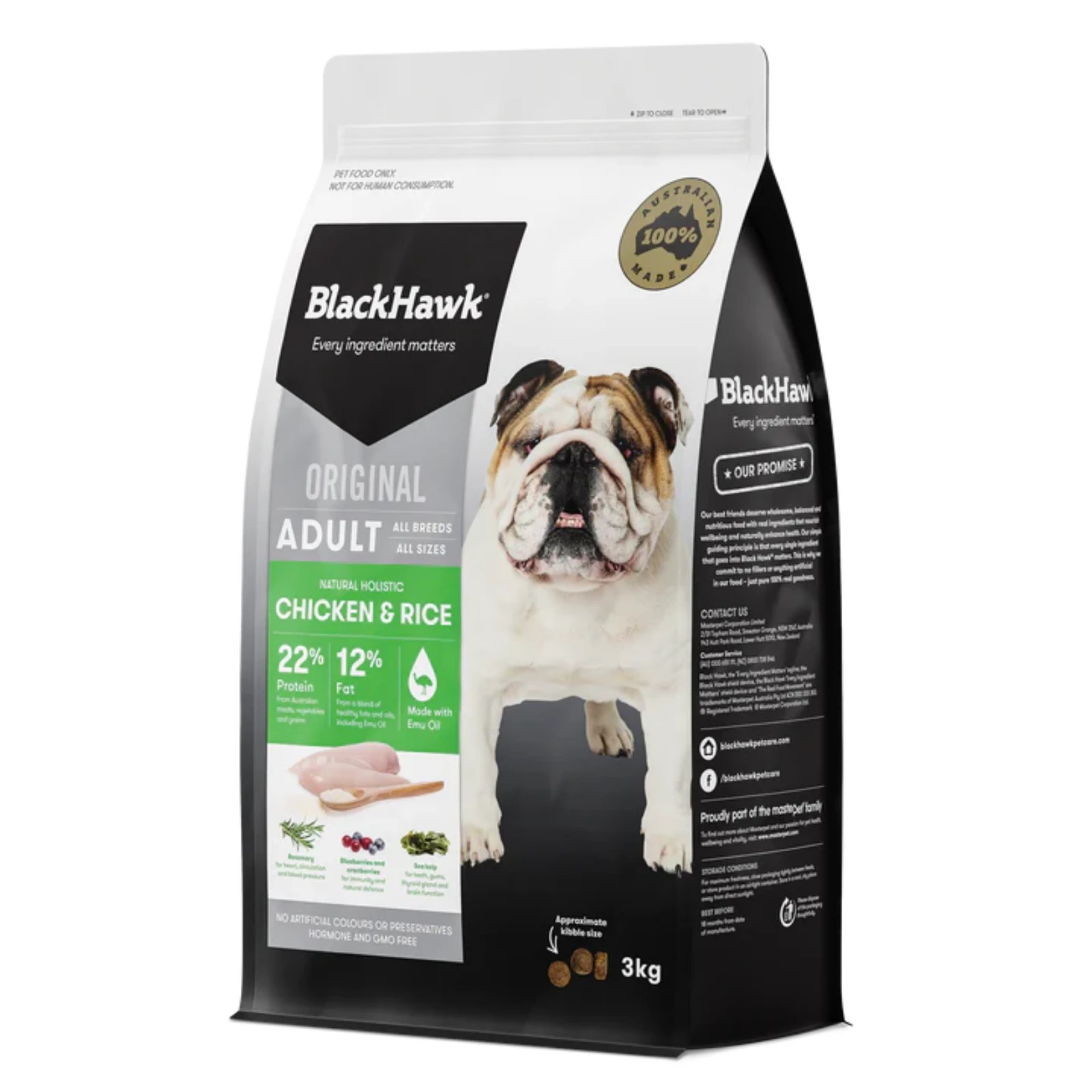 2 Black Hawk Chicken And Rice Dry Dog Food - 3kg, 2 of 2