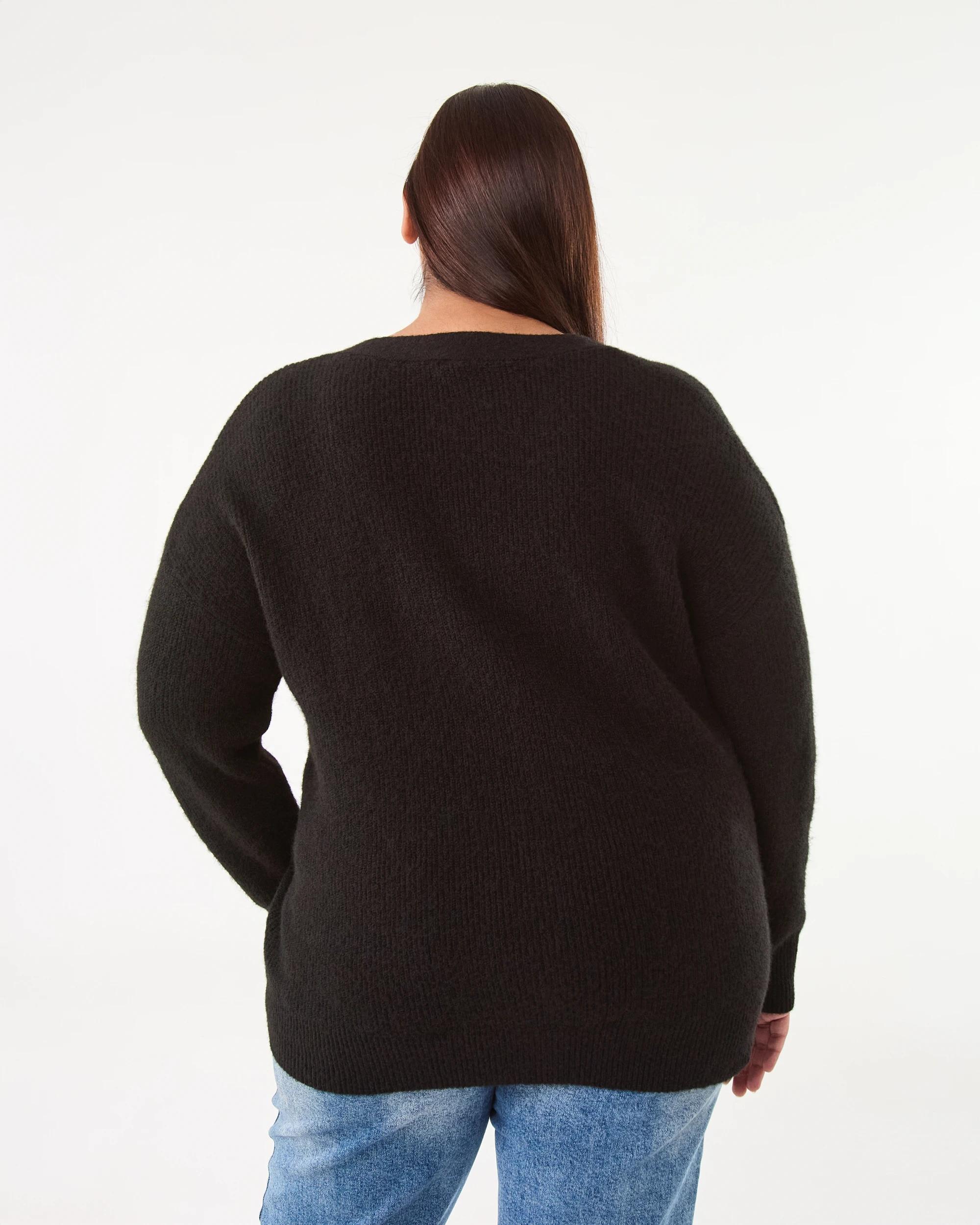 3 Curve Button Cardigan Black, 3 of 6