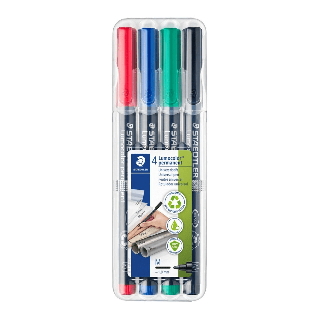 1 Staedtler Lumocolour Permanent Pen 1.0mm Assorted 4 Pack, 1 of 9