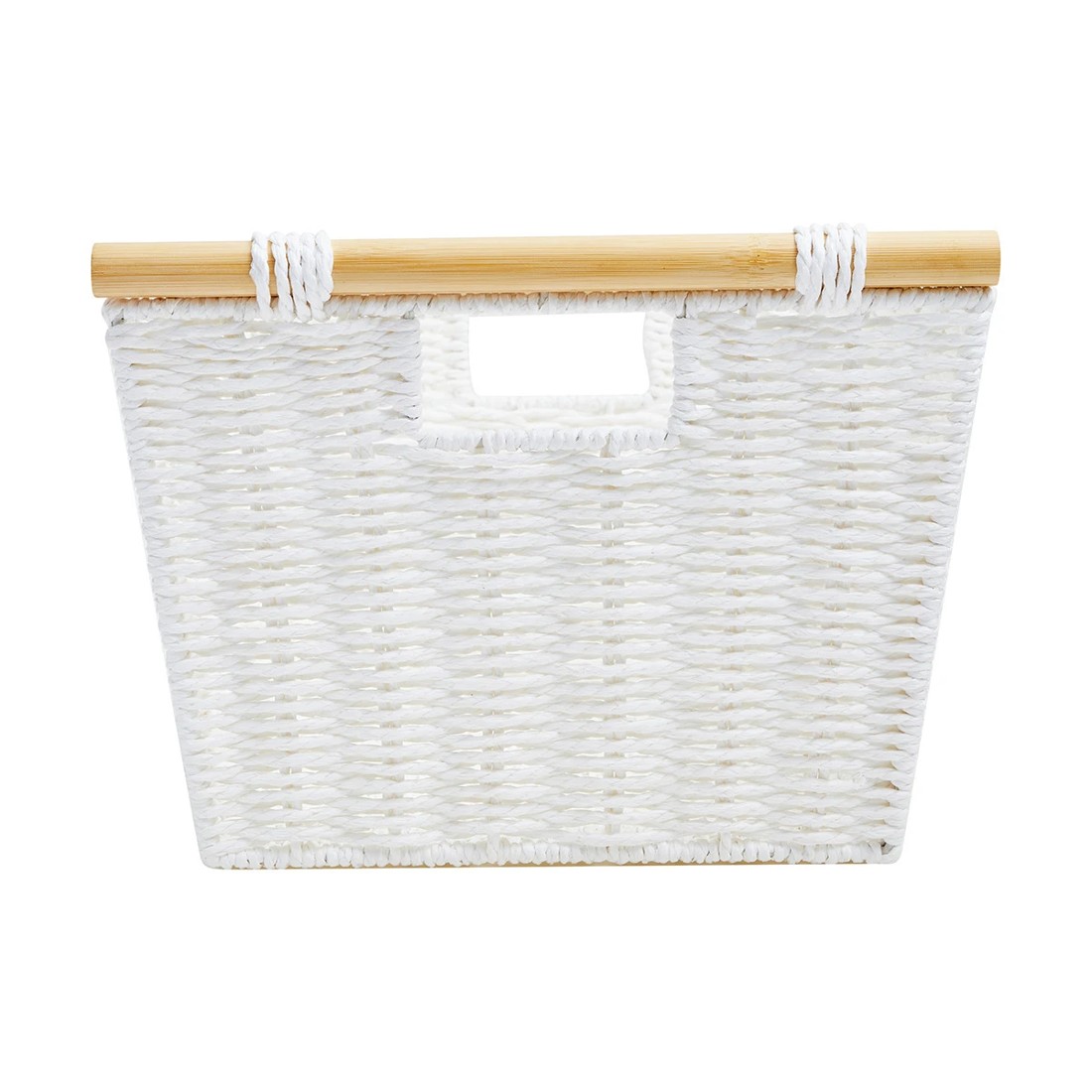 7 Rectangle Bamboo Handle Basket - Medium, White, 7 of 8