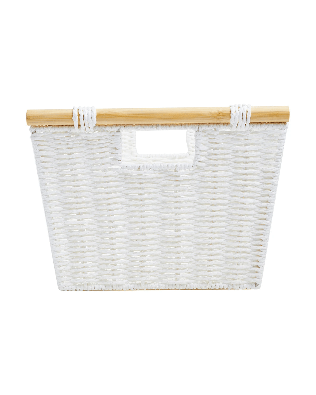7 Rectangle Bamboo Handle Basket - Medium, White, 7 of 8