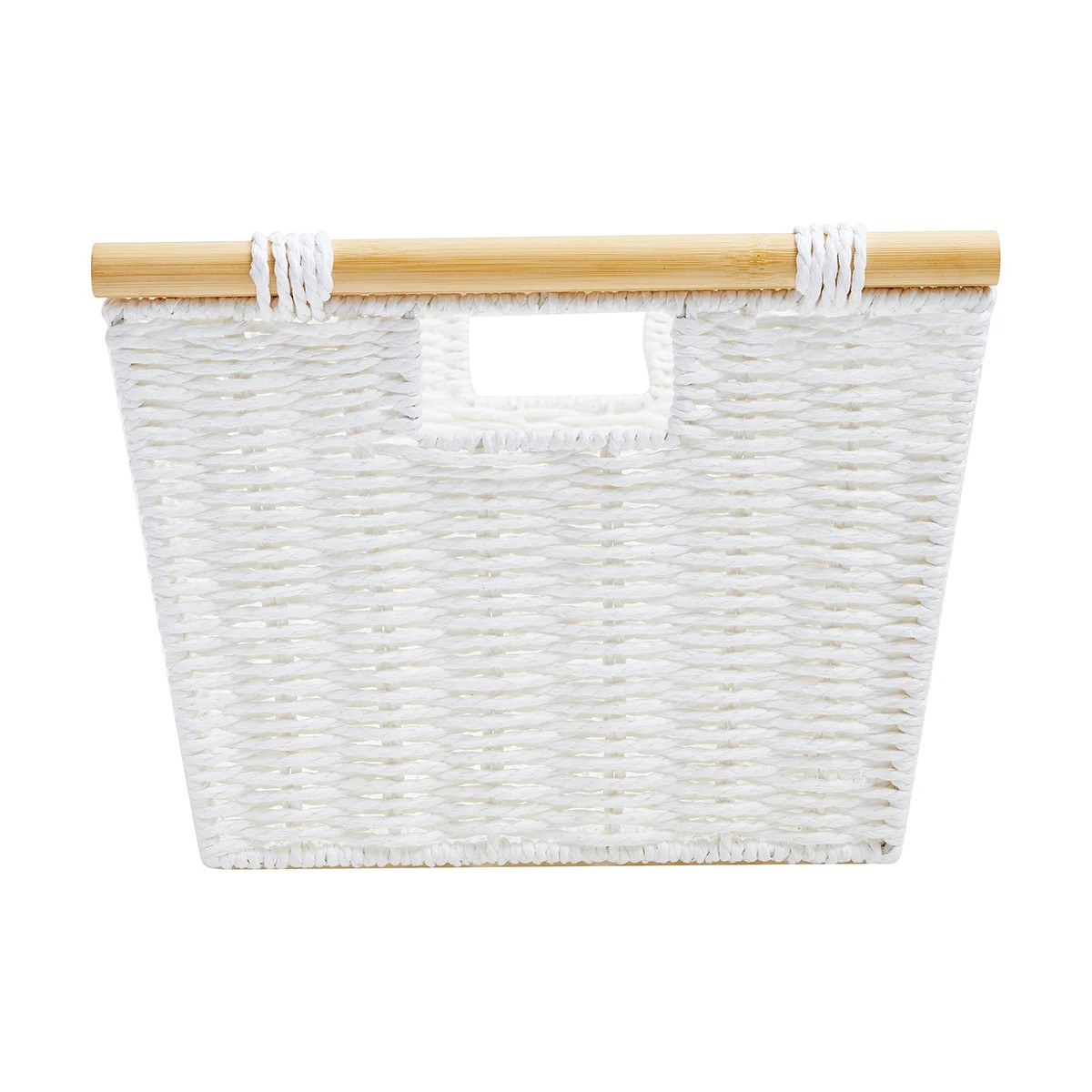 7 Rectangle Bamboo Handle Basket - Medium, White, 7 of 8