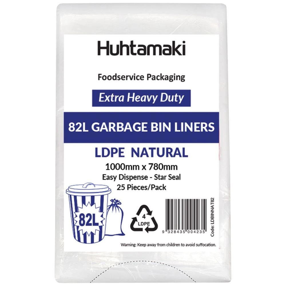3 Huhtamaki X Heavy Duty Bin Liners 82L 200 Pack Clear, 3 of 3