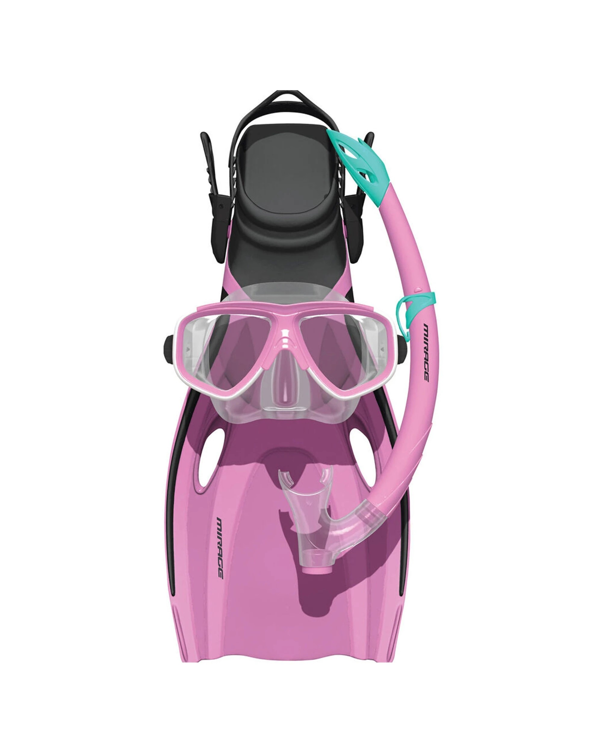 1 Mirage 4pc Dolphin Junior Snorkelling Mask Snorkel Fins Set L XL - Pink, 1 of 1