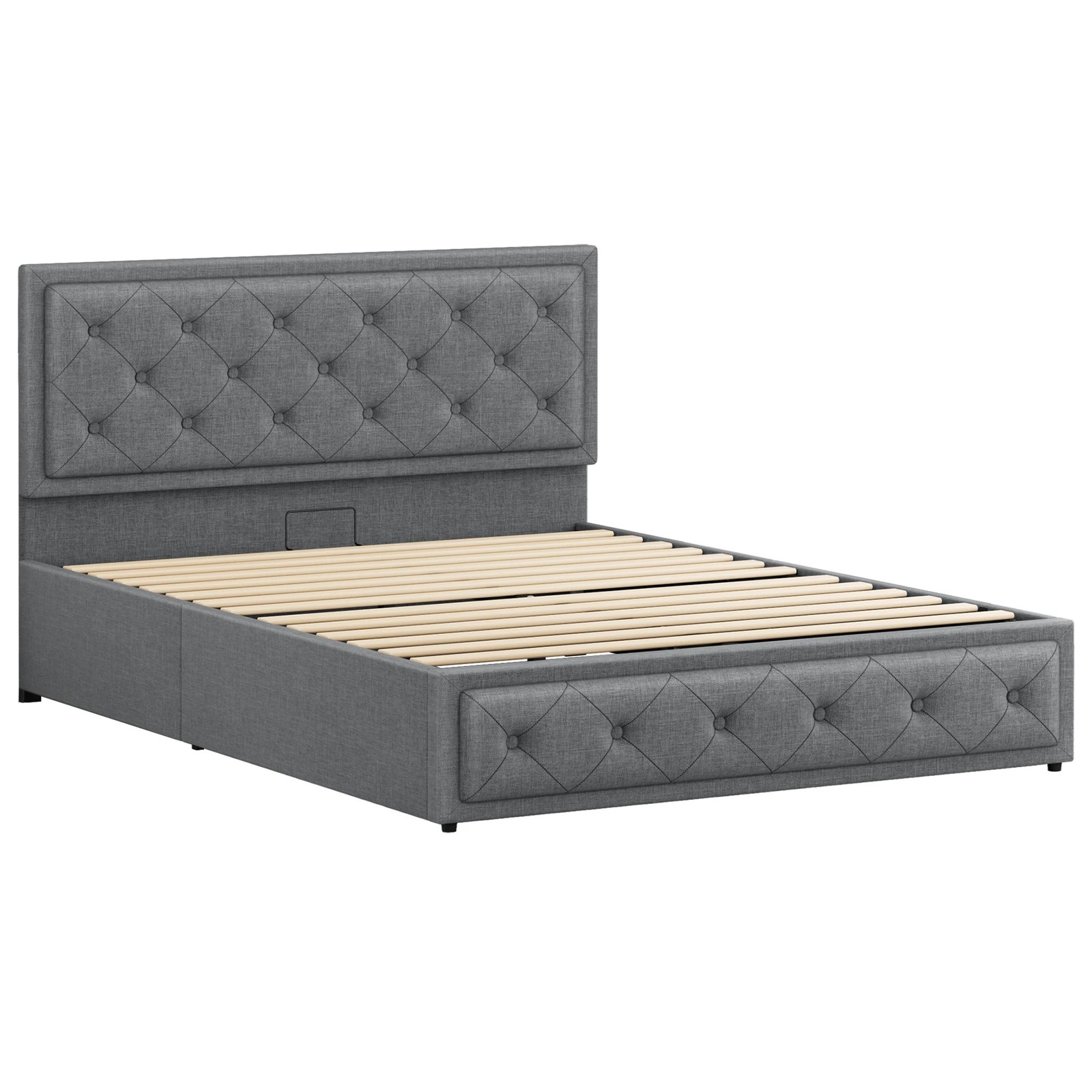 10 Alfordson Bed Frame Queen Size Gas Lift Storage Mattress Base Fabric Dinana - Grey, 10 of 10