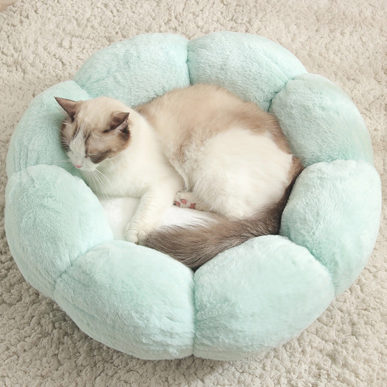 3 TODO Pet Nesting Bed 55cm Diameter Soft Warm Dog Cat Sleeping Bed - Light Blue, 3 of 4