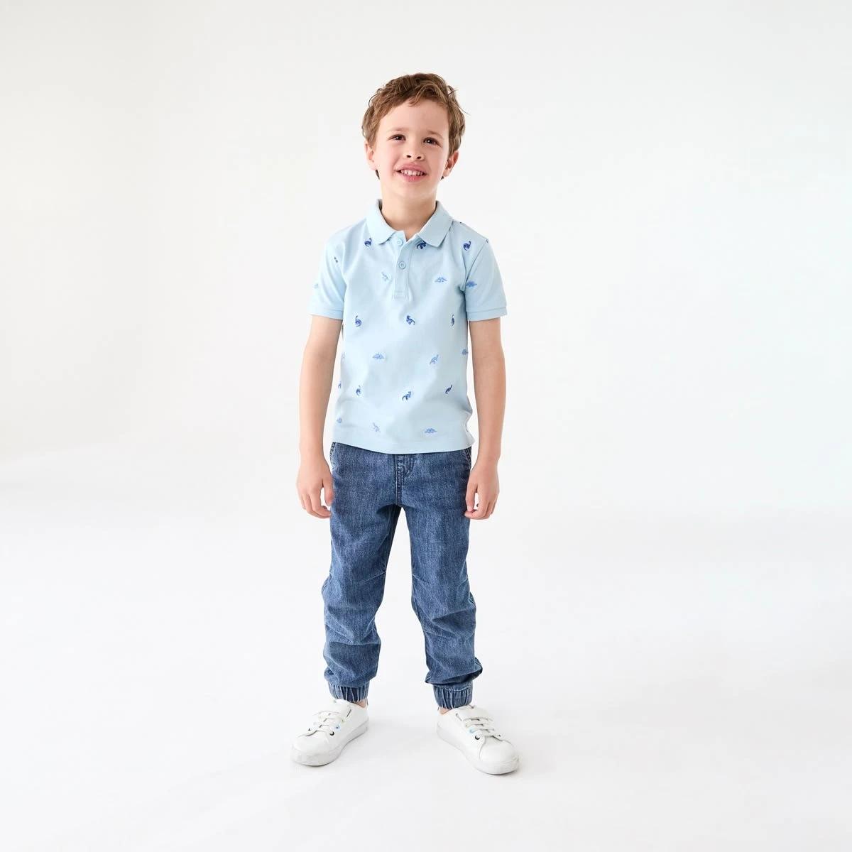 5 Embroidery Polo T-shirt MINI DINO BLUE, 5 of 6