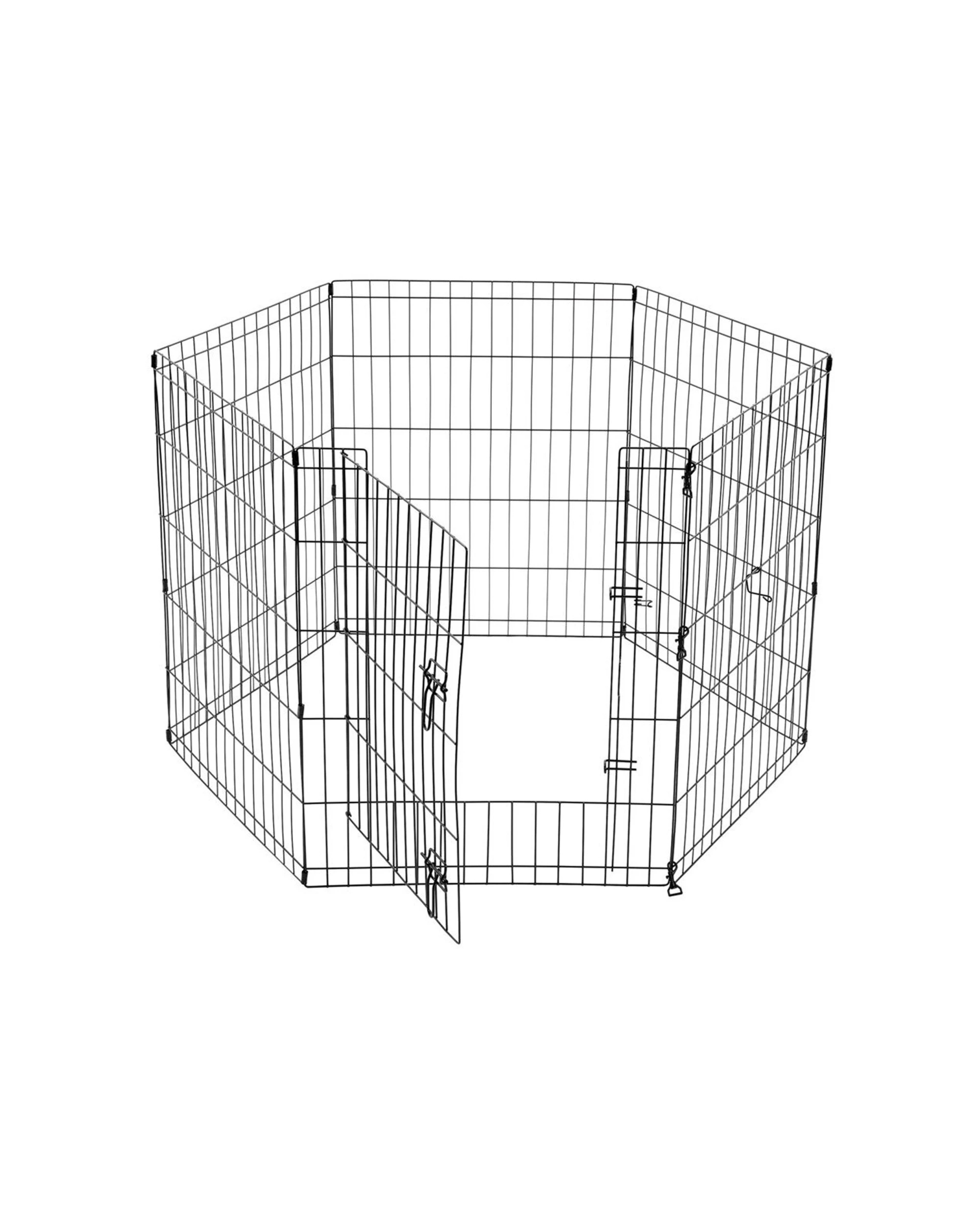 1 Paws And Claws 6pc Play Pen 6 Sided Large 61x76cm Black Pet Enclosure Fence - Metal Durable Indoor Outdoor - Black, 1 of 3