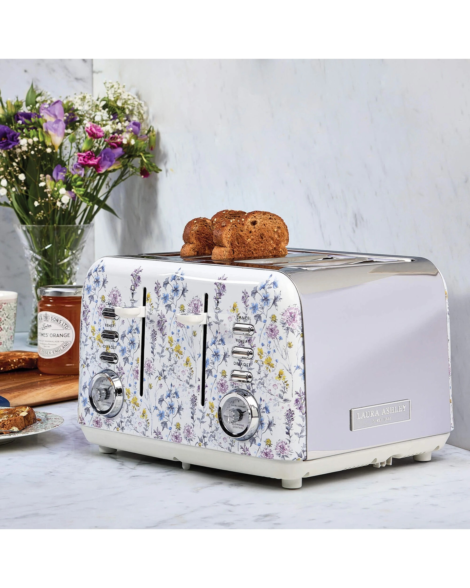 2 Laura Ashley 1.7L Dome Electric Kettle And 4 Slice Toaster Combo Wild Meadow, 2 of 7