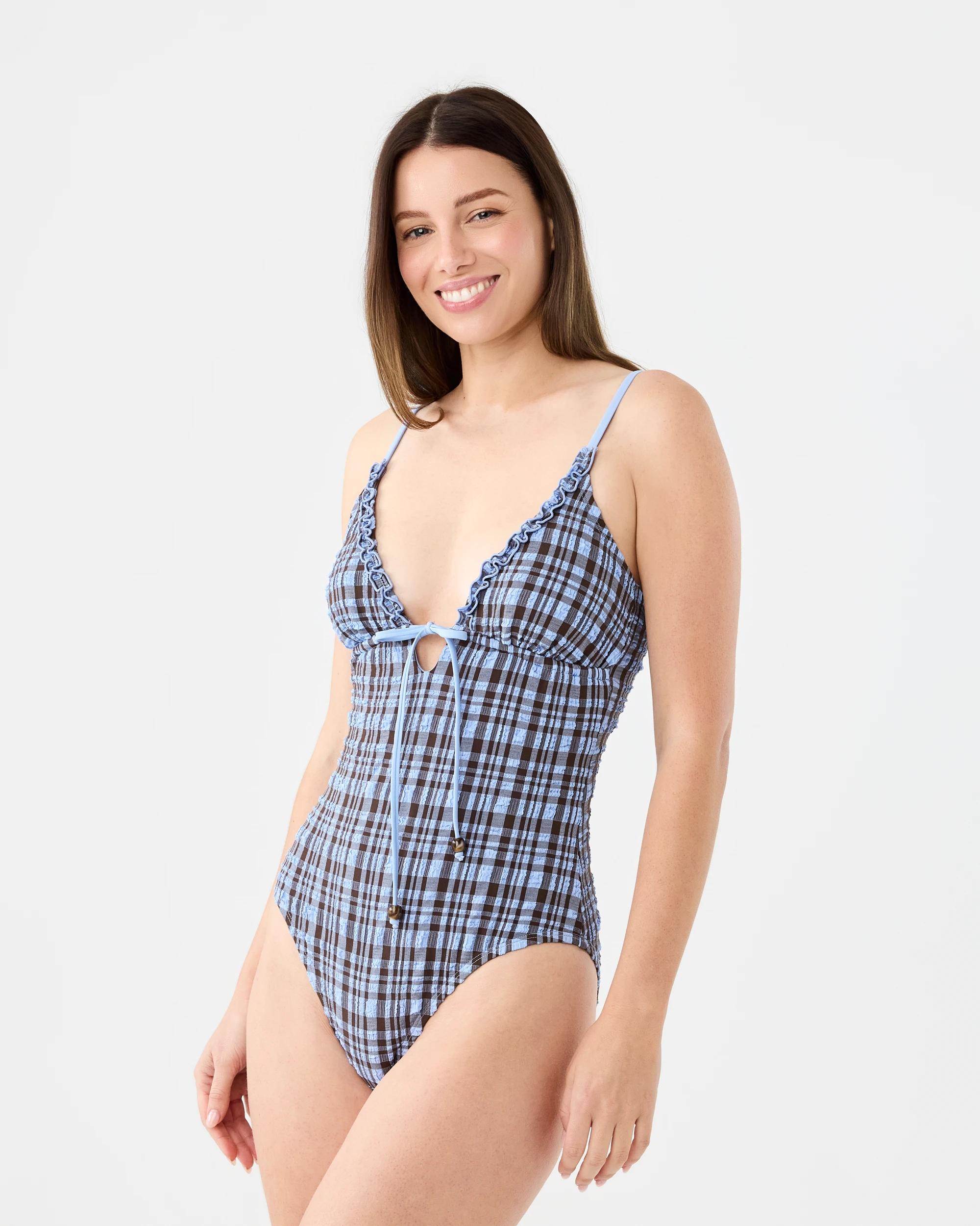 2 Gingham Frill Trim One Piece Swimsuit Bbcheck, 2 of 6