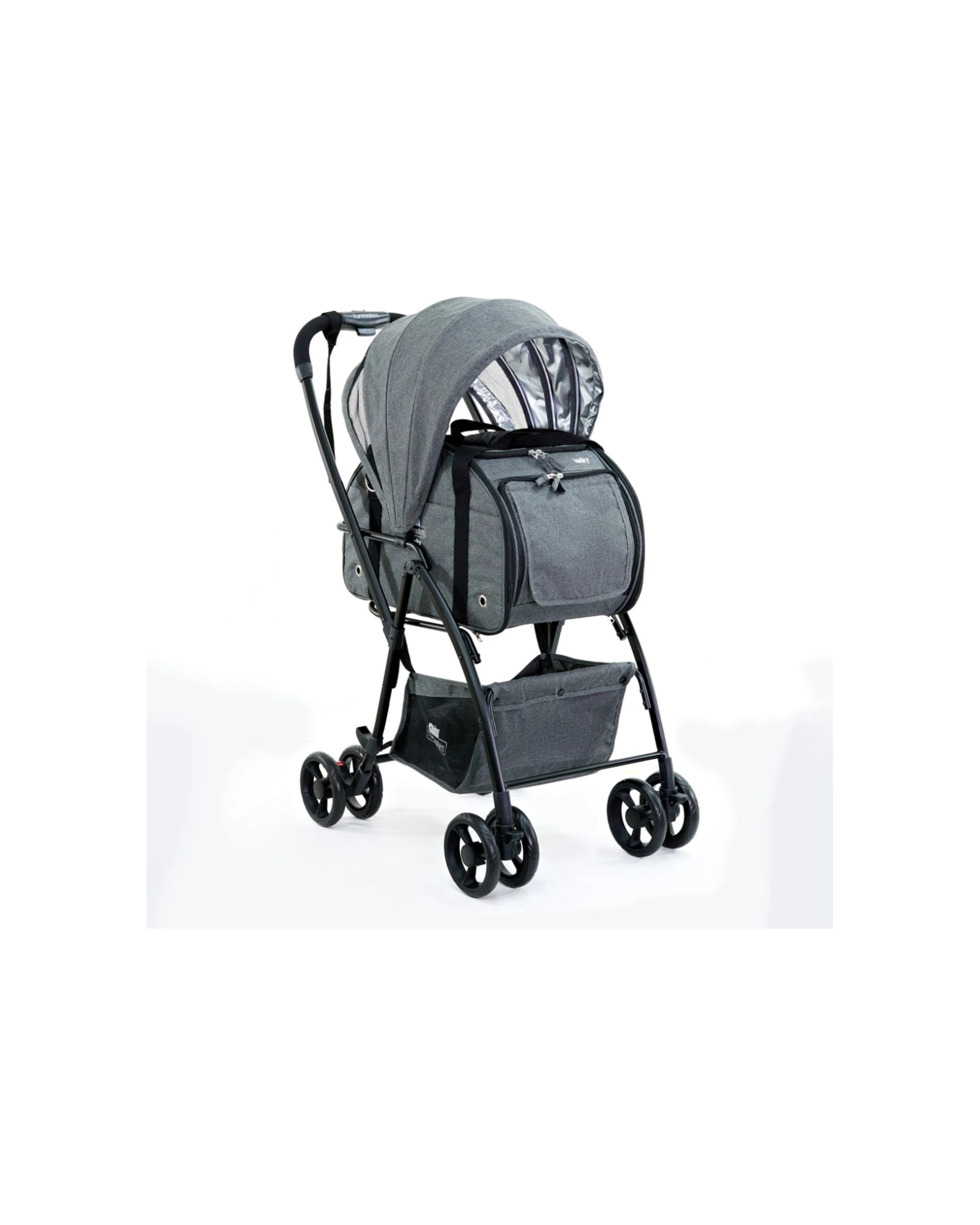 4 Furmates Walky Pet Stroller Pram Removable Carrier Sun Canopy 10kg One Hand Fold - Grey, 4 of 8