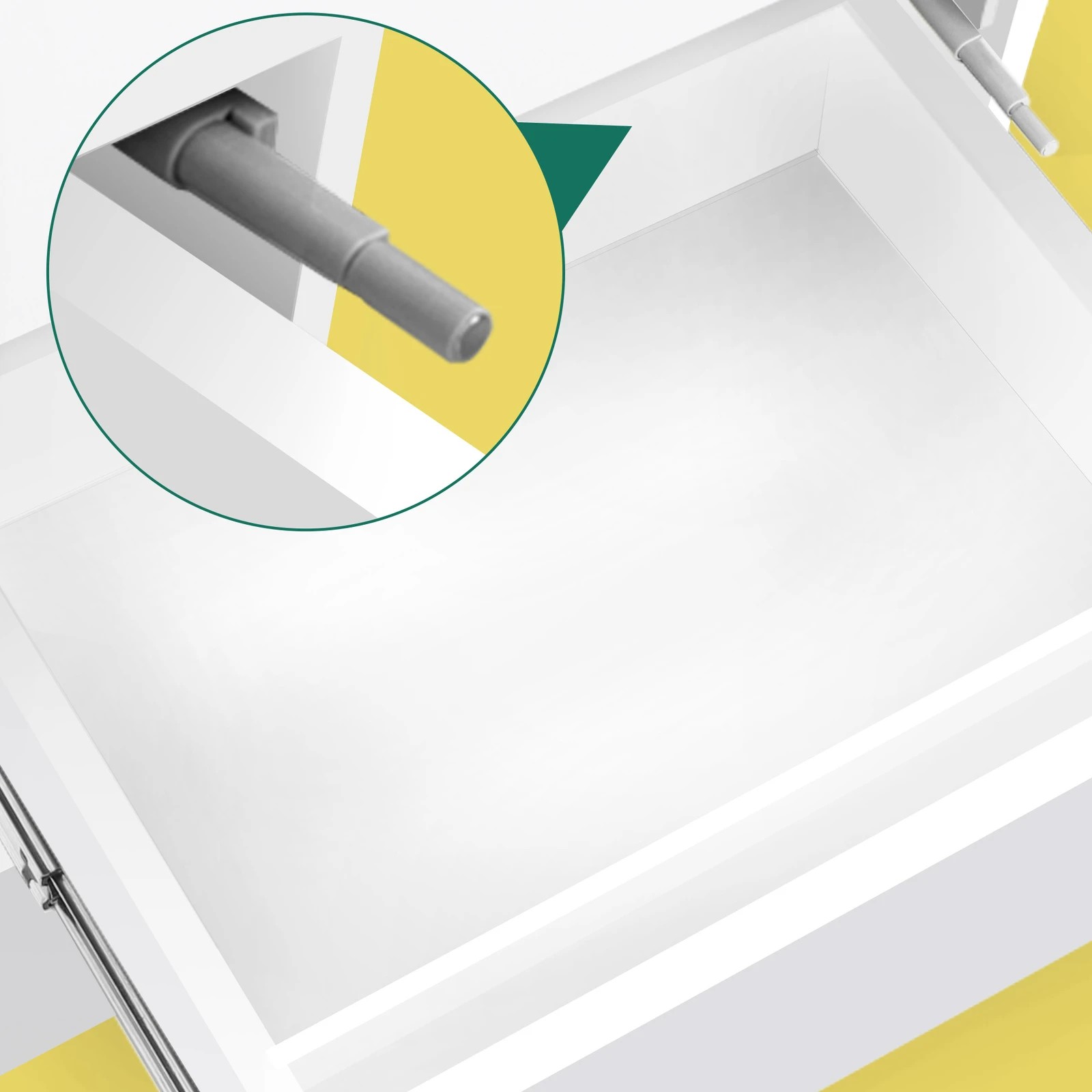 9 Alfordson Bedside Table RGB LED Nightstand 3 Drawers 4 Side High Gloss - White, 9 of 10