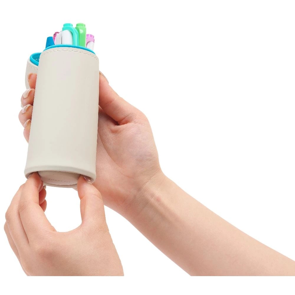 3 PuniLabo Single Zip Stand Up Silicone Pencil Case Grey Cat, 3 of 6