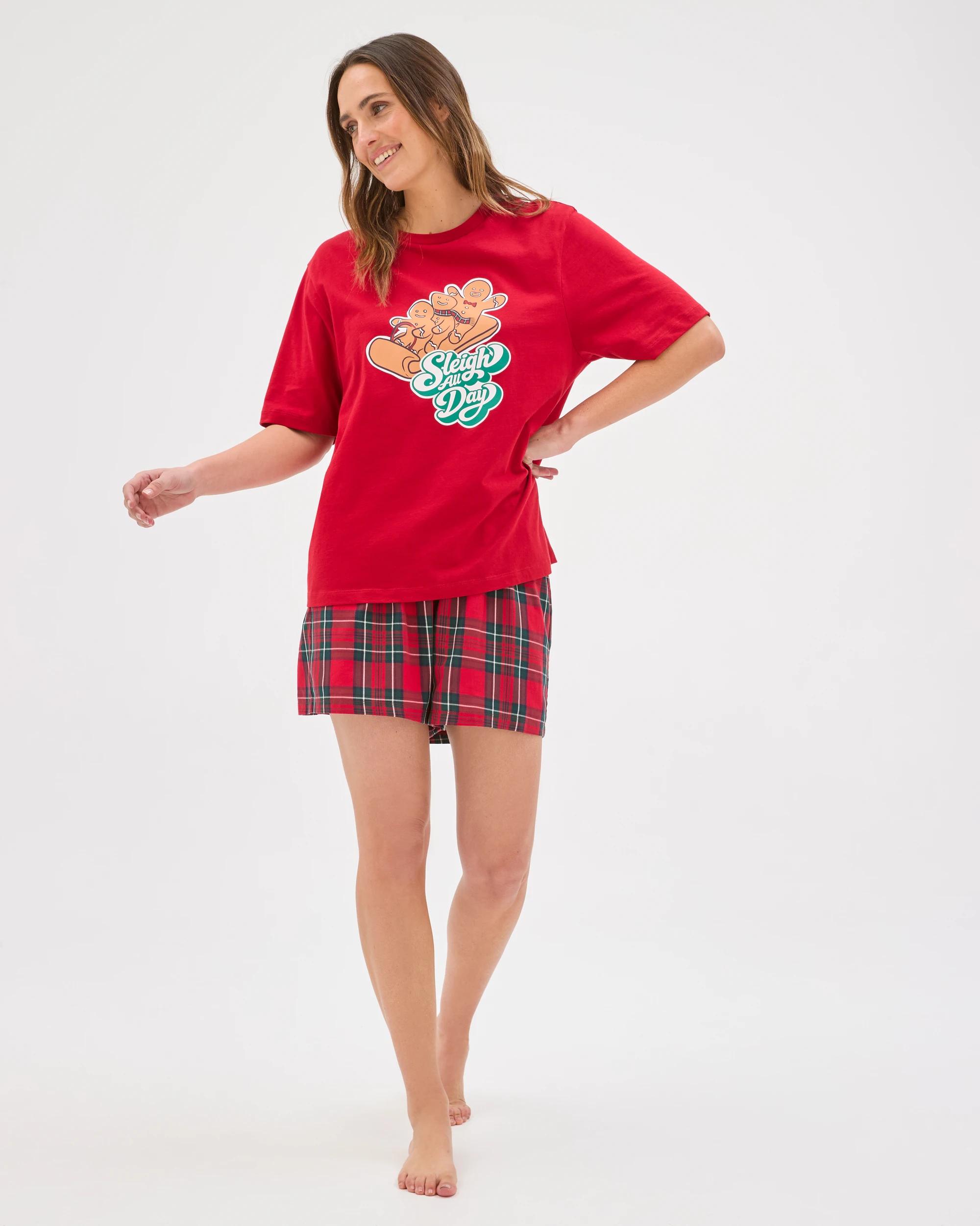 1 Target Woman Family Matching Christmas Australian Cotton Womens Pyjama Set - Gingerbread Sleigh All Day GINGERBREAD SLEIGH ALL DAY, 1 of 8