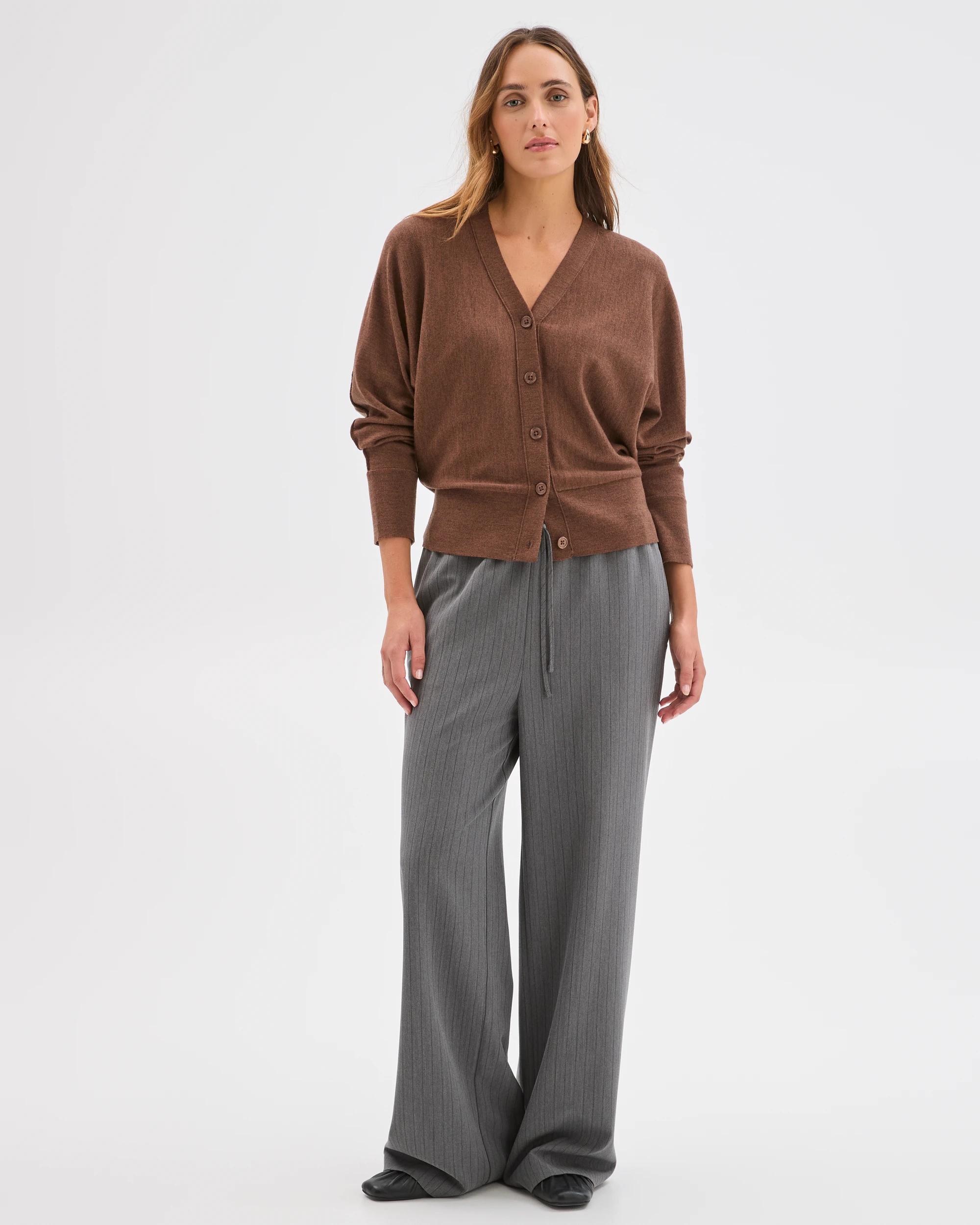 1 Preview Australian Merino Wool Batwing Cardigan CARAMEL BROWN, 1 of 7