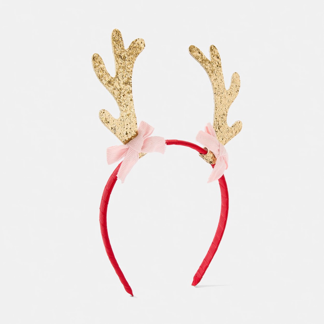 1 Christmas Reindeer Bow Headband - Gold Tone, Pink and Red, 1 of 5