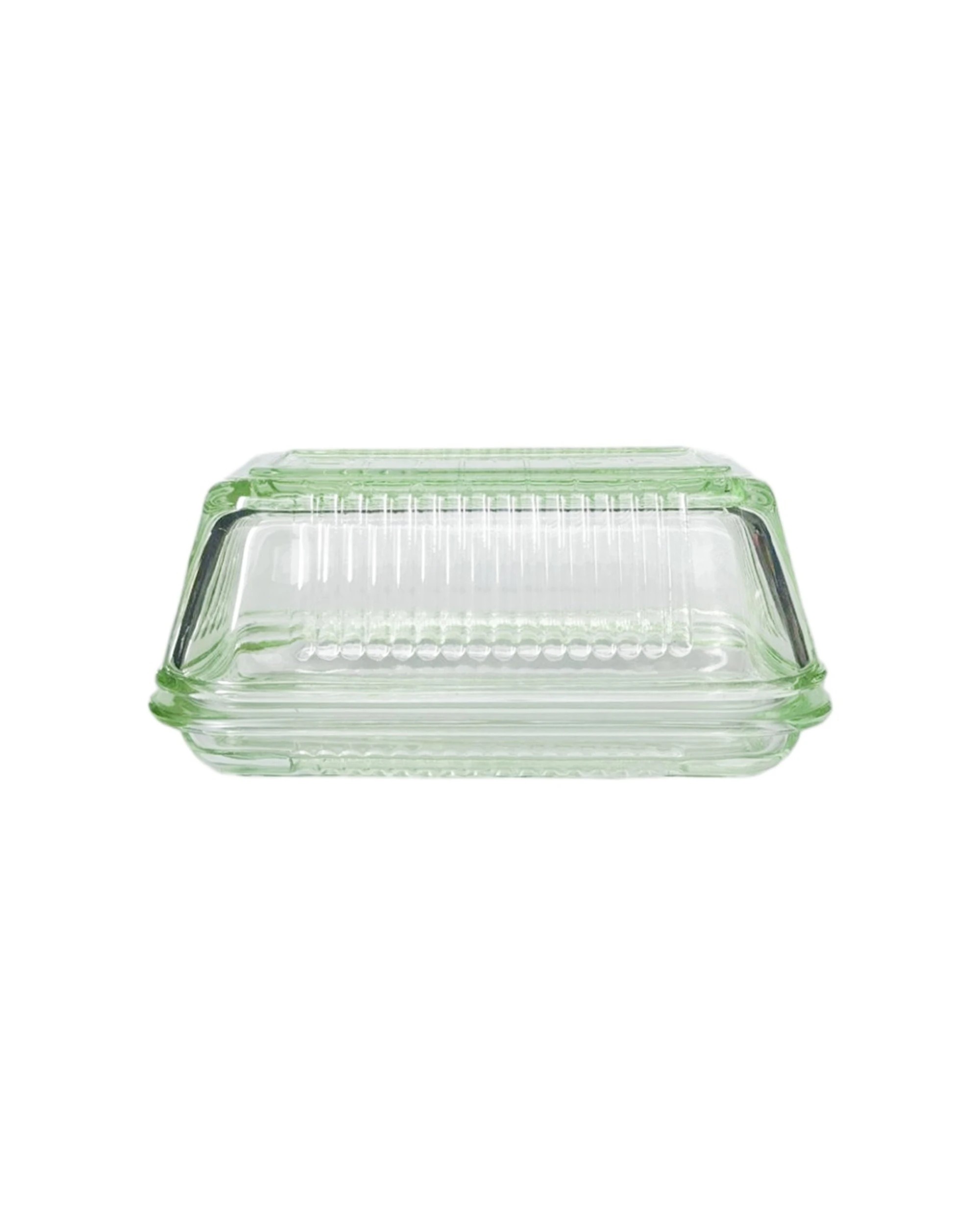 2 Urban Products Mari Glass Butter Dish With Lid Ribbed Base 17cm - Clear, 2 of 2