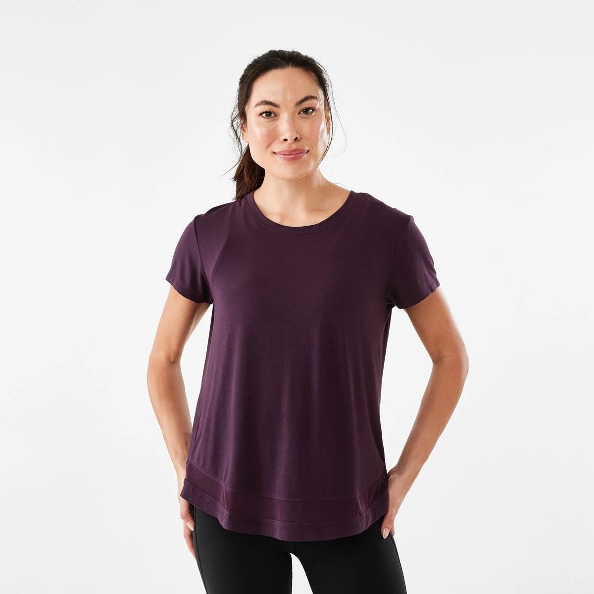 1 Active Womens Short Sleeve Mesh T-shirt Purp Rasin, 1 of 6